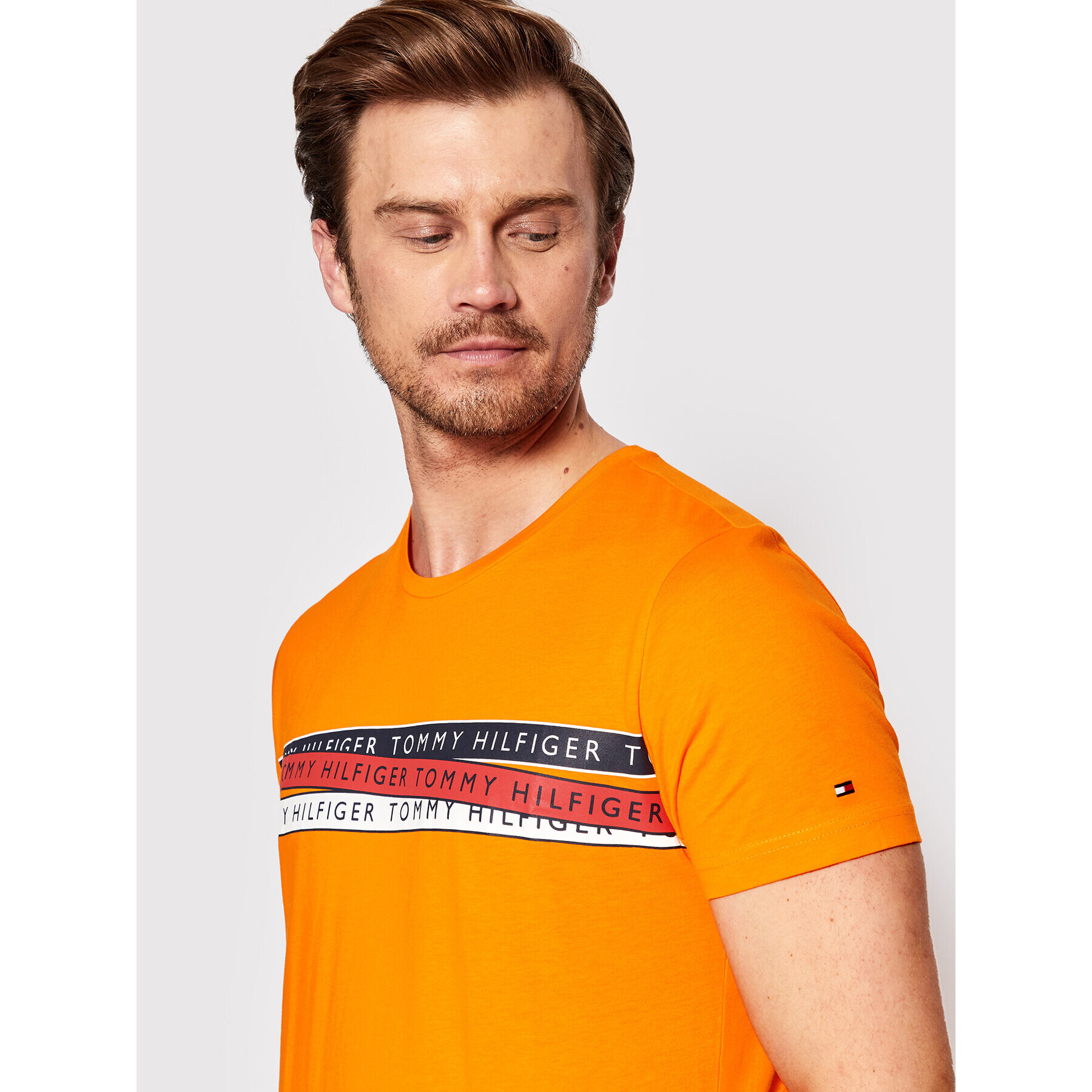 Tommy Hilfiger Тишърт Corp Chest Taping MW0MW24549 Оранжев Regular Fit - Pepit.bg