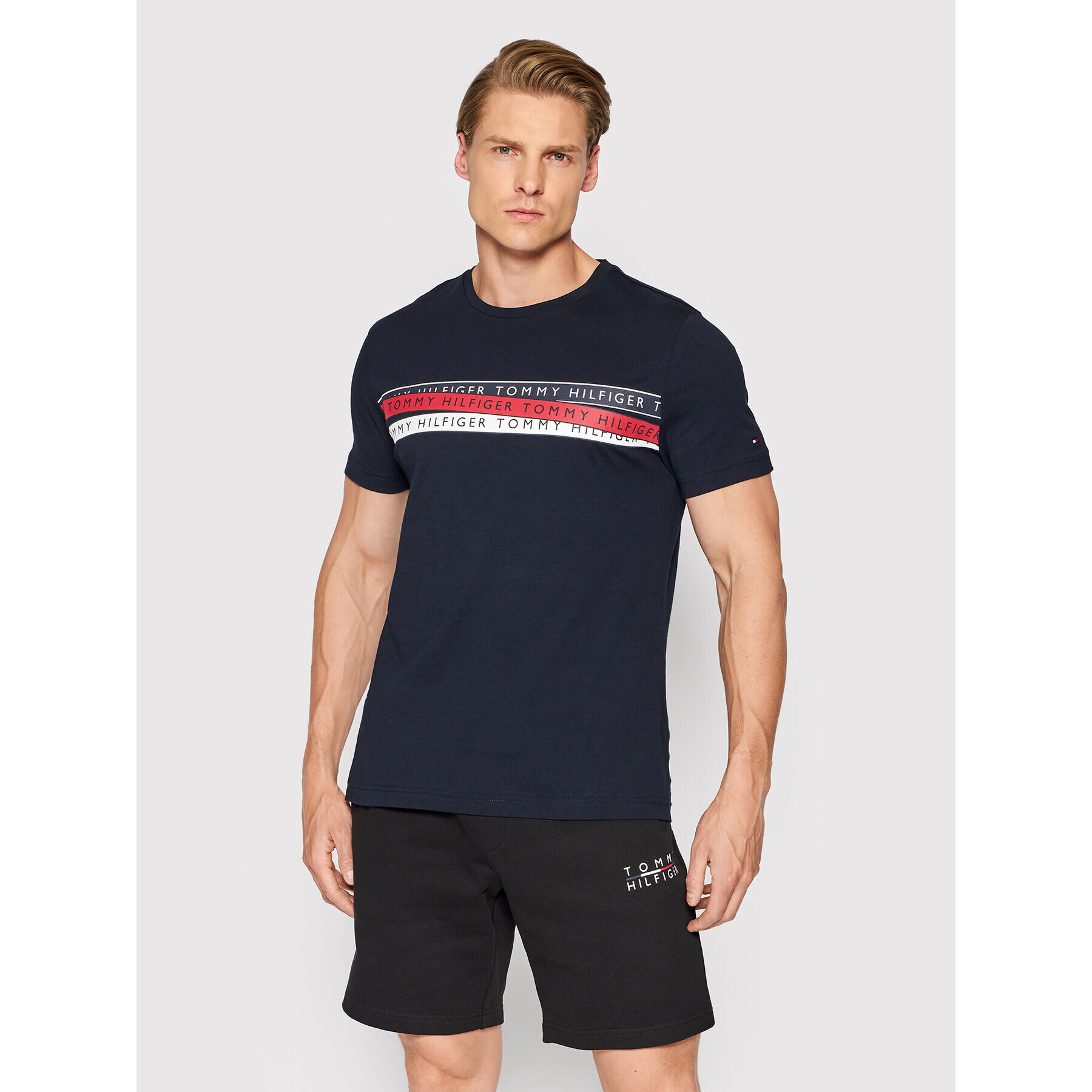 Tommy Hilfiger Тишърт Corp Chest Taping MW0MW24549 Тъмносин Regular Fit - Pepit.bg