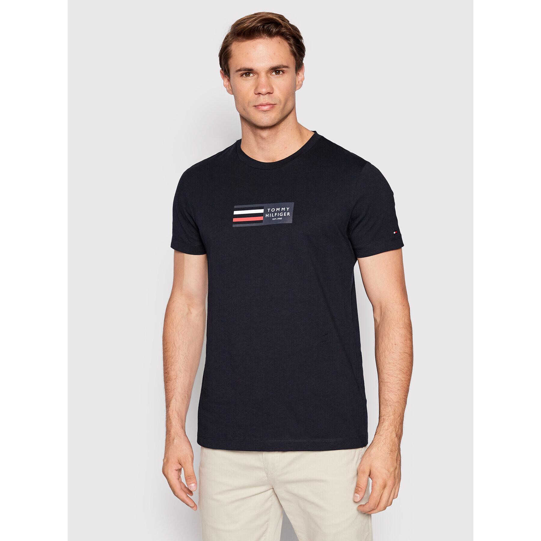 Tommy Hilfiger Тишърт Corp Graphic MW0MW25761 Тъмносин Slim Fit - Pepit.bg