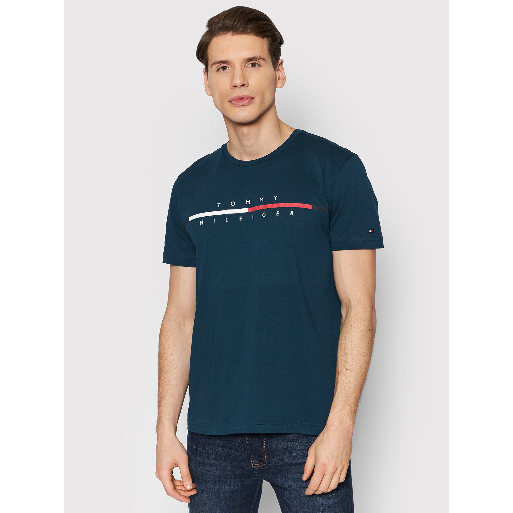 Tommy Hilfiger Тишърт Corp Split Logo MW0MW22128 Тъмносин Regular Fit - Pepit.bg