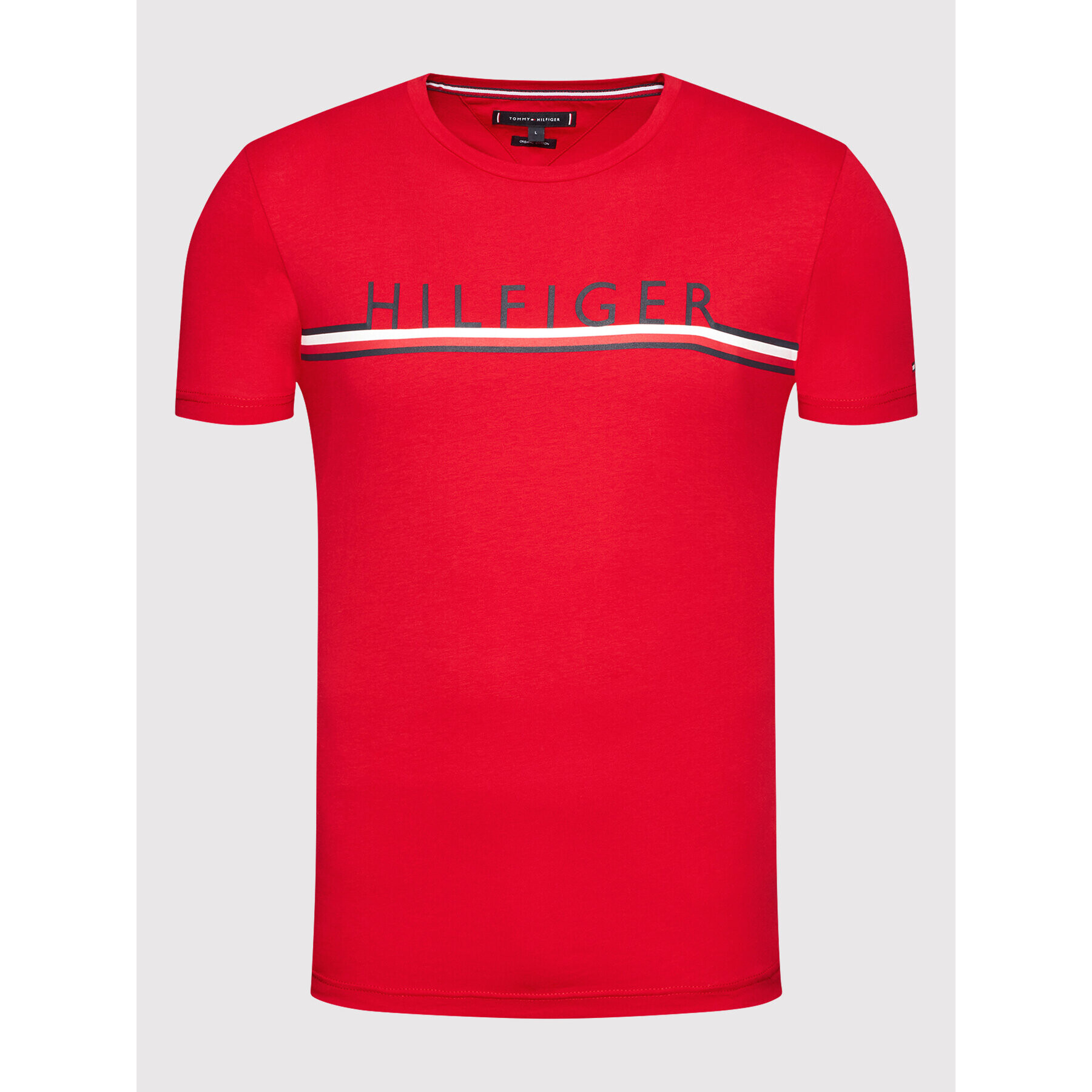 Tommy Hilfiger Тишърт Corp Stripe MW0MW20153 Червен Regular Fit - Pepit.bg