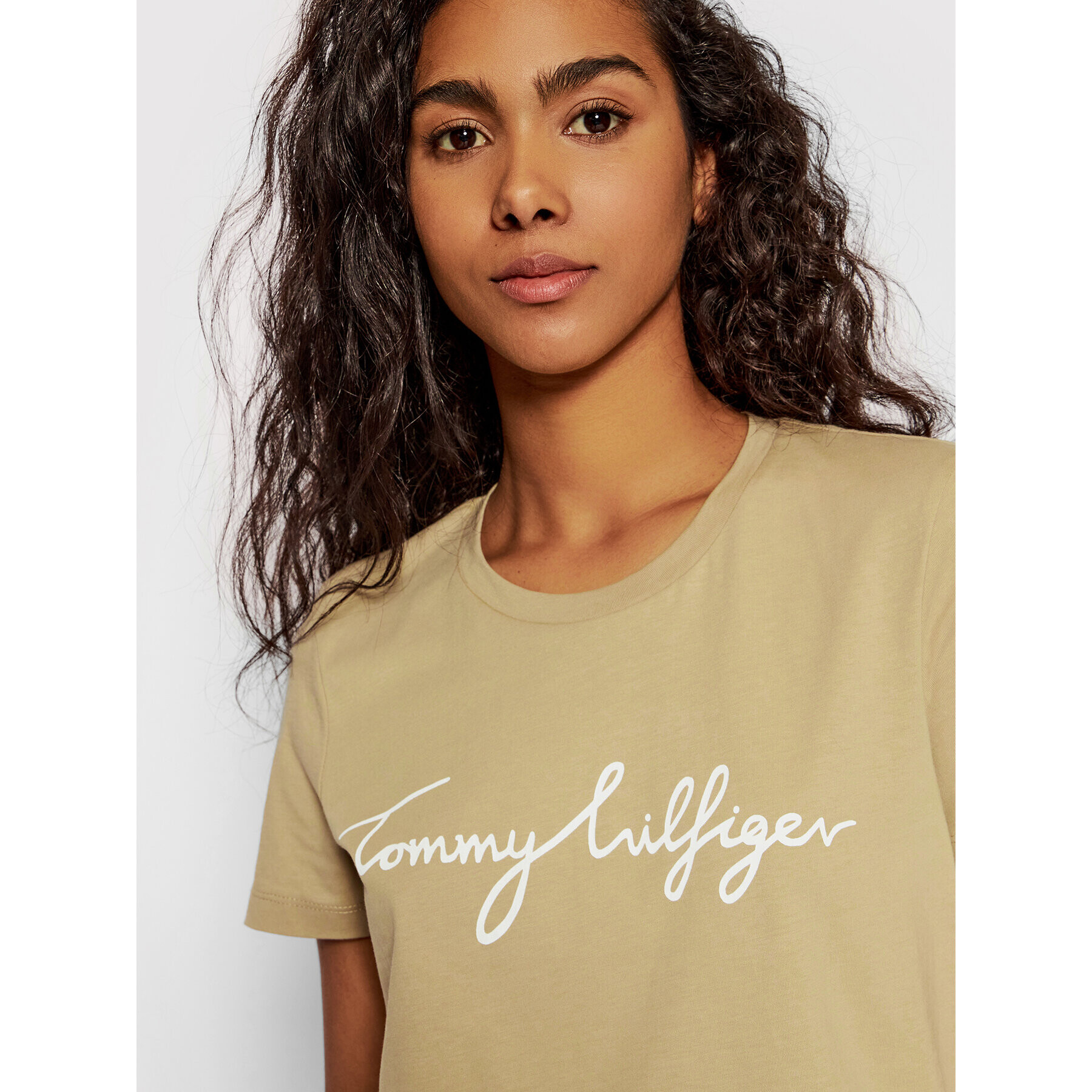Tommy Hilfiger Тишърт Crew Neck WW0WW28682 Бежов Regular Fit - Pepit.bg
