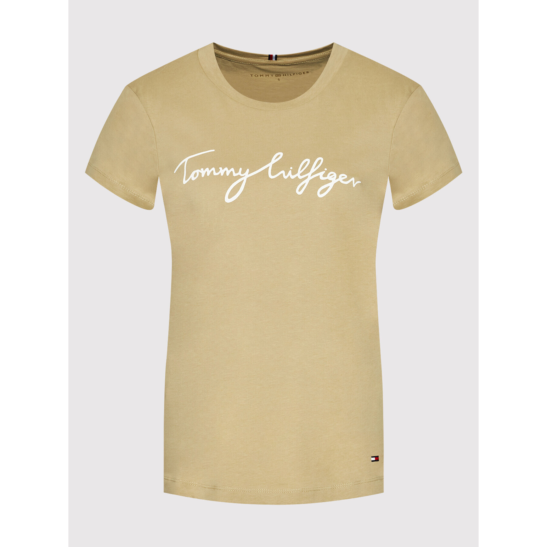Tommy Hilfiger Тишърт Crew Neck WW0WW28682 Бежов Regular Fit - Pepit.bg
