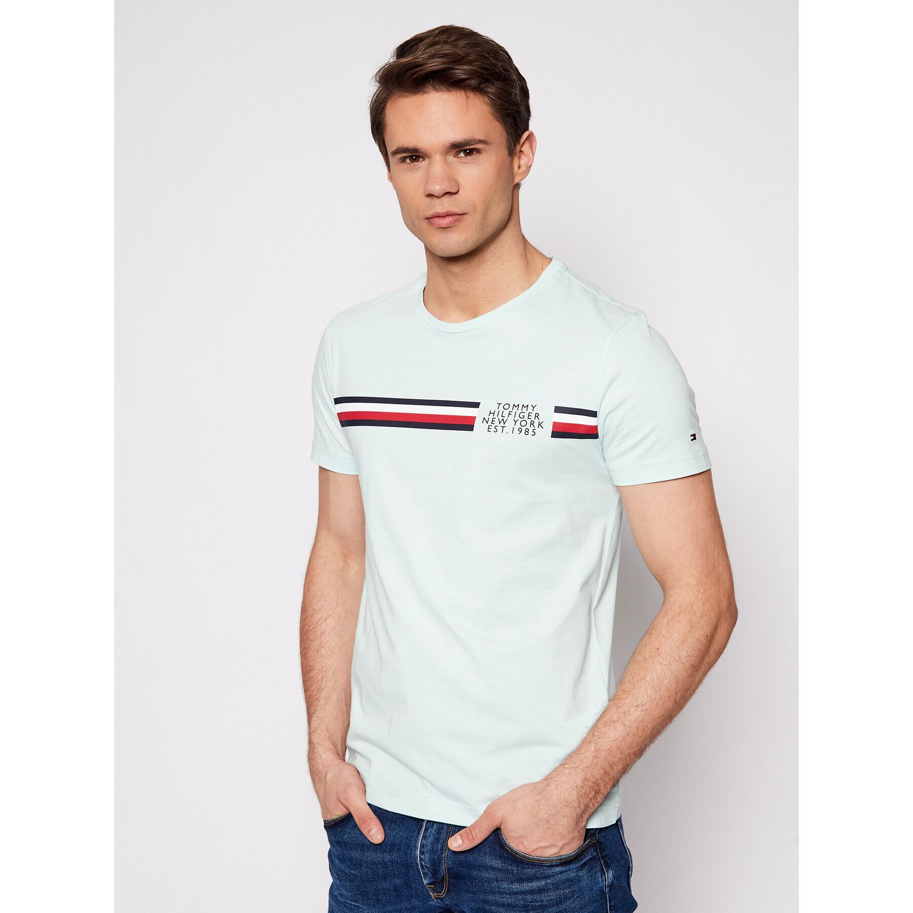 Tommy Hilfiger Тишърт Crop Split Tee MW0MW16592 Зелен Regular Fit - Pepit.bg