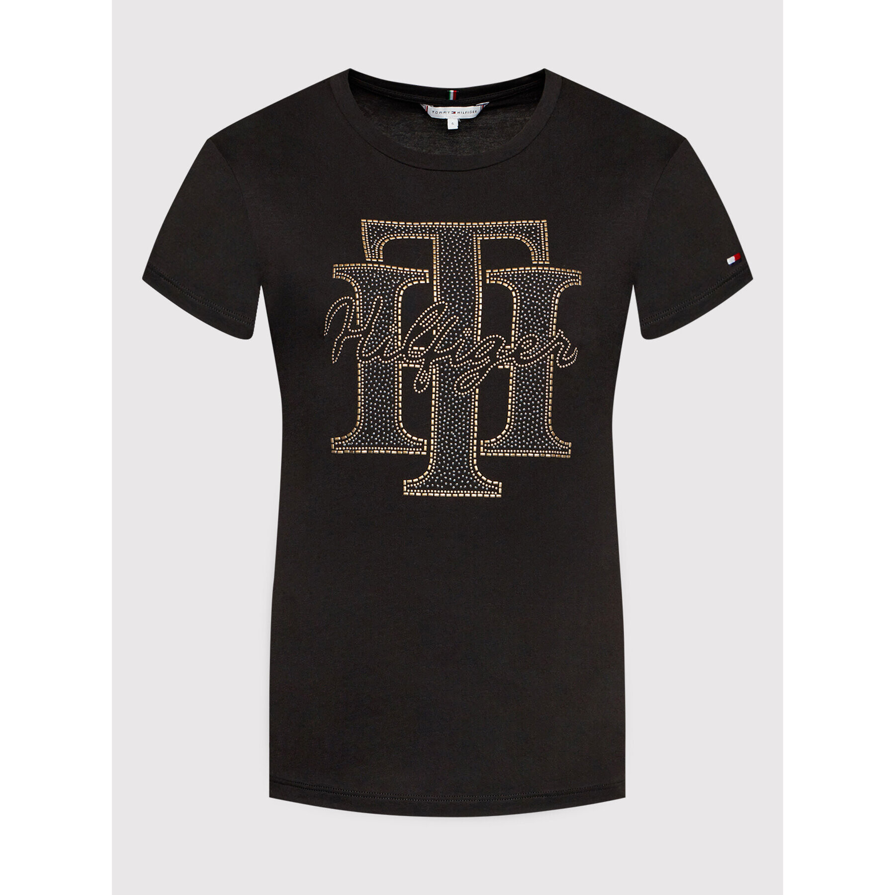 Tommy Hilfiger Тишърт Crystal WW0WW32655 Черен Regular Fit - Pepit.bg