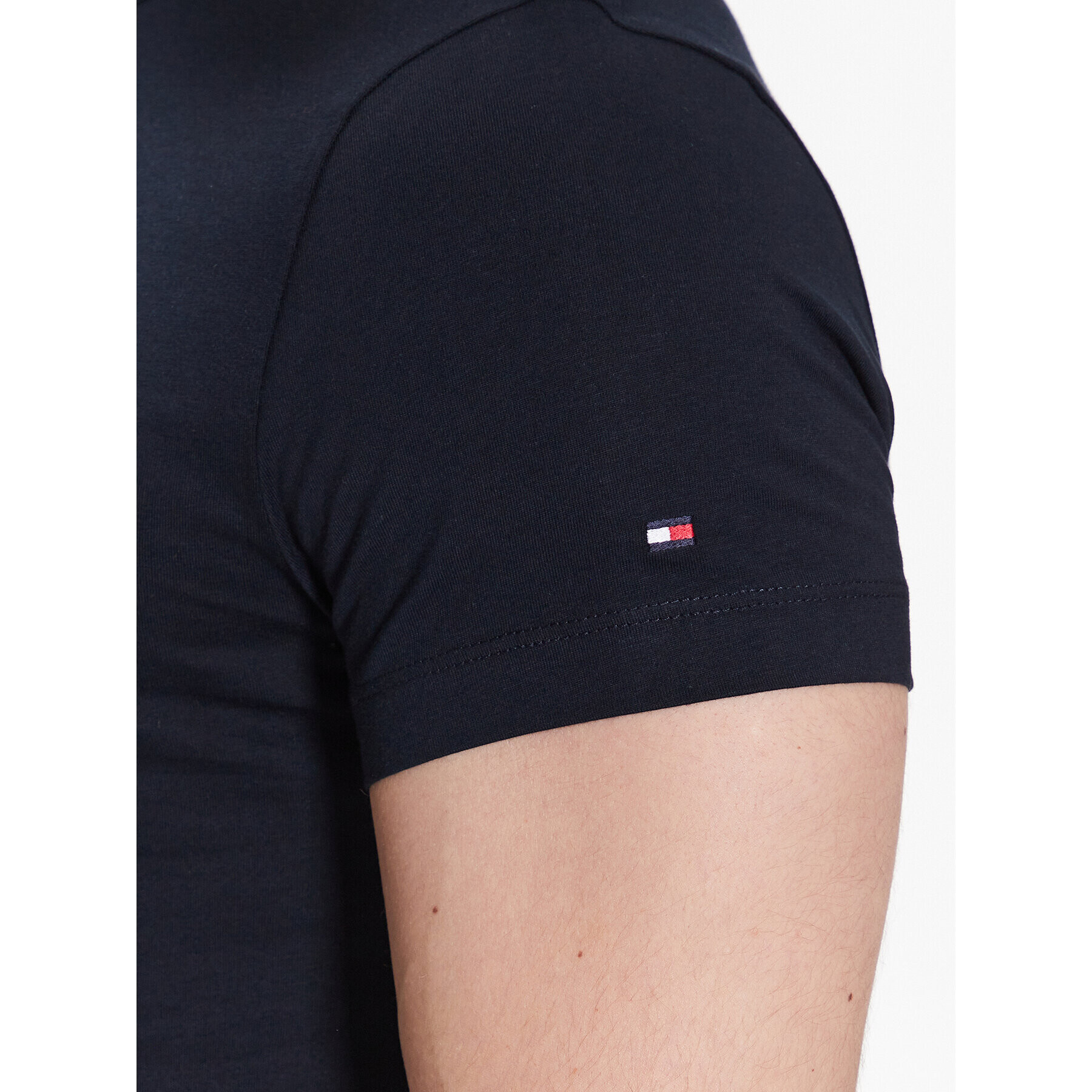 Tommy Hilfiger Тишърт Curve Logo MW0MW30034 Тъмносин Slim Fit - Pepit.bg