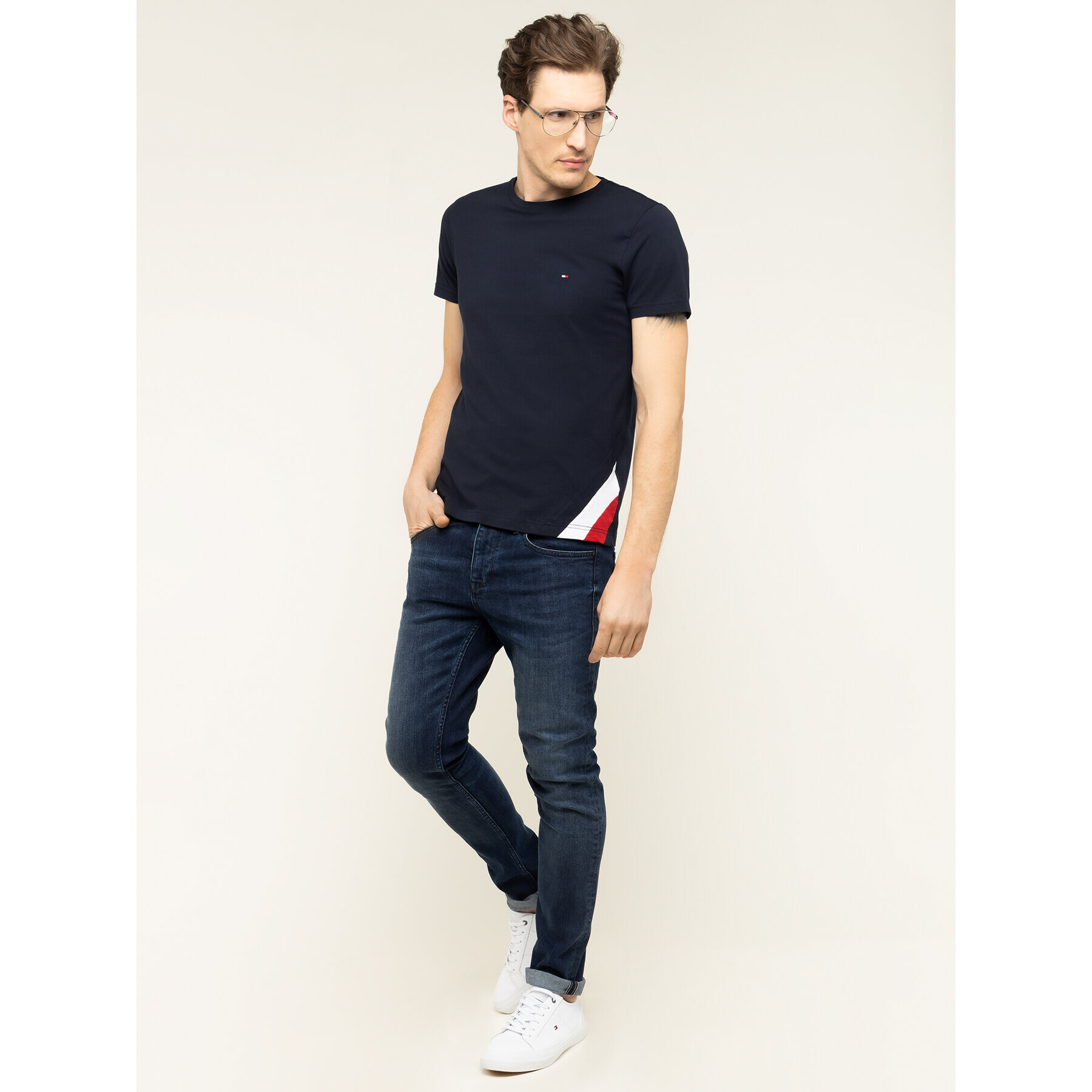 Tommy Hilfiger Тишърт Diagonal Gs MW0MW12526 Тъмносин Regular Fit - Pepit.bg