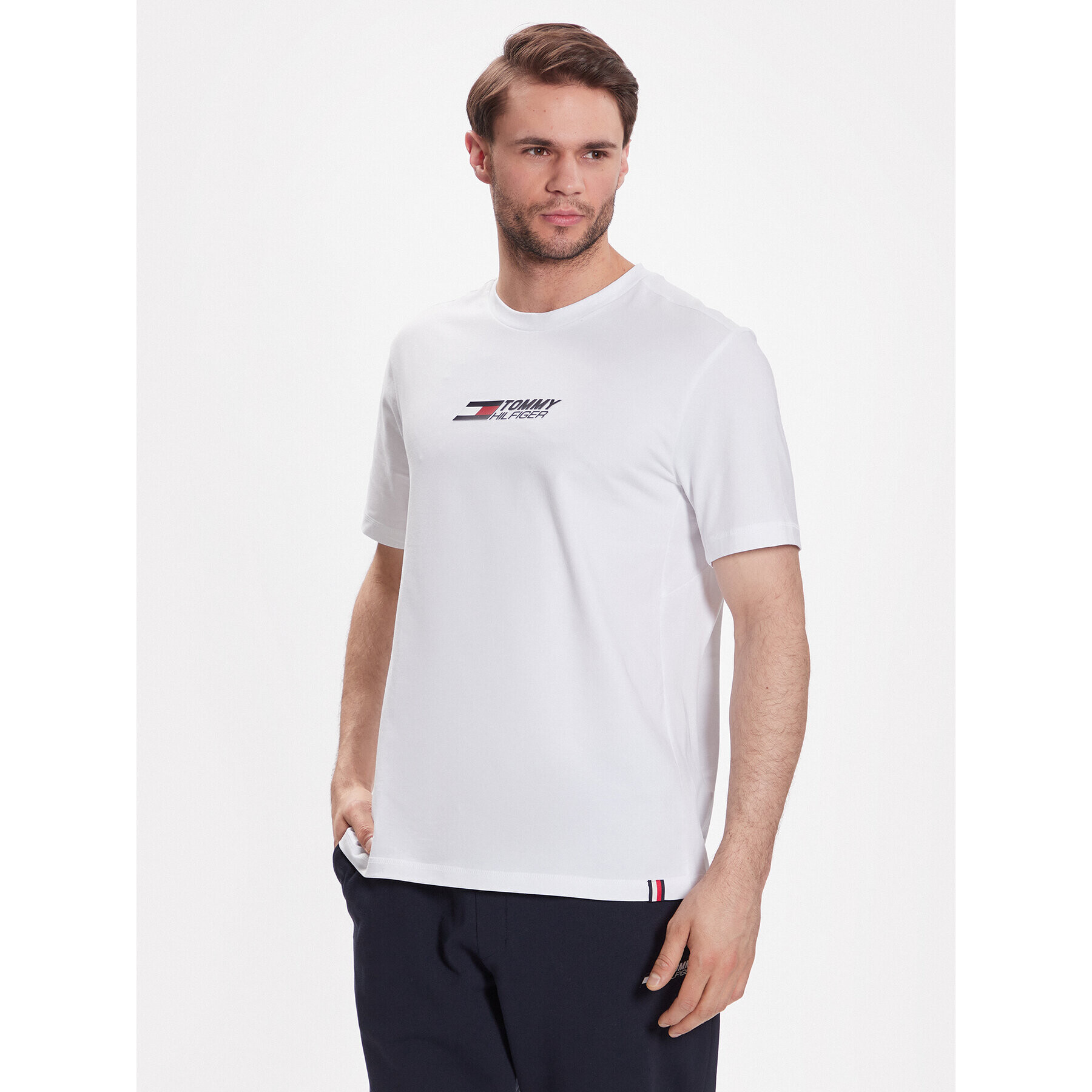 Tommy Hilfiger Тишърт Essential Big Logo MW0MW30437 Бял Regular Fit - Pepit.bg