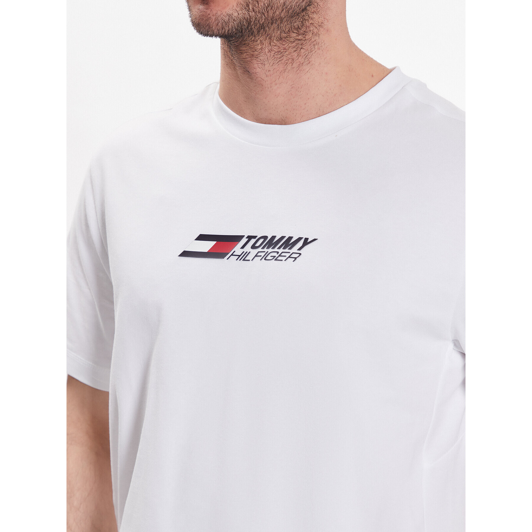 Tommy Hilfiger Тишърт Essential Big Logo MW0MW30437 Бял Regular Fit - Pepit.bg