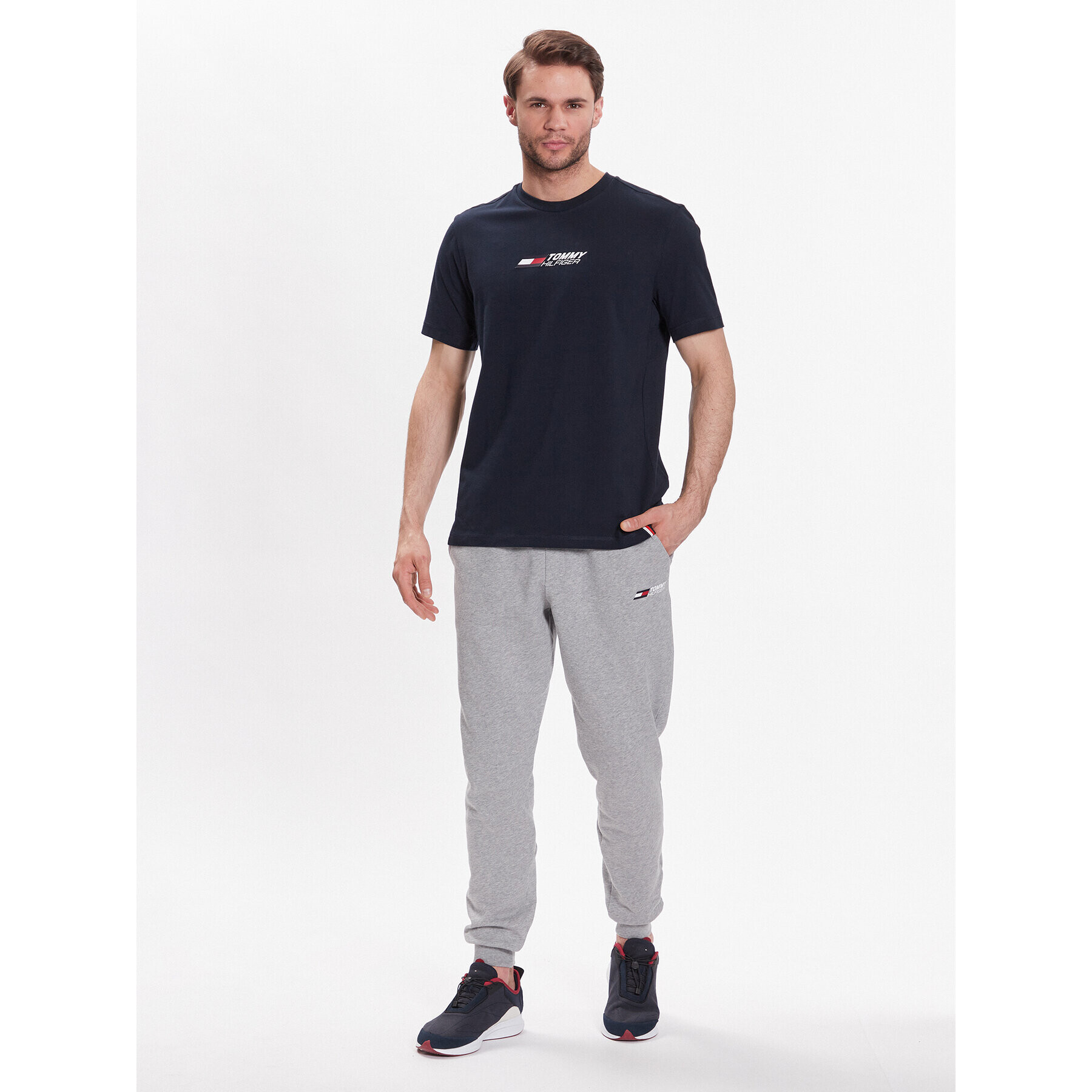 Tommy Hilfiger Тишърт Essential Big Logo MW0MW30437 Тъмносин Regular Fit - Pepit.bg