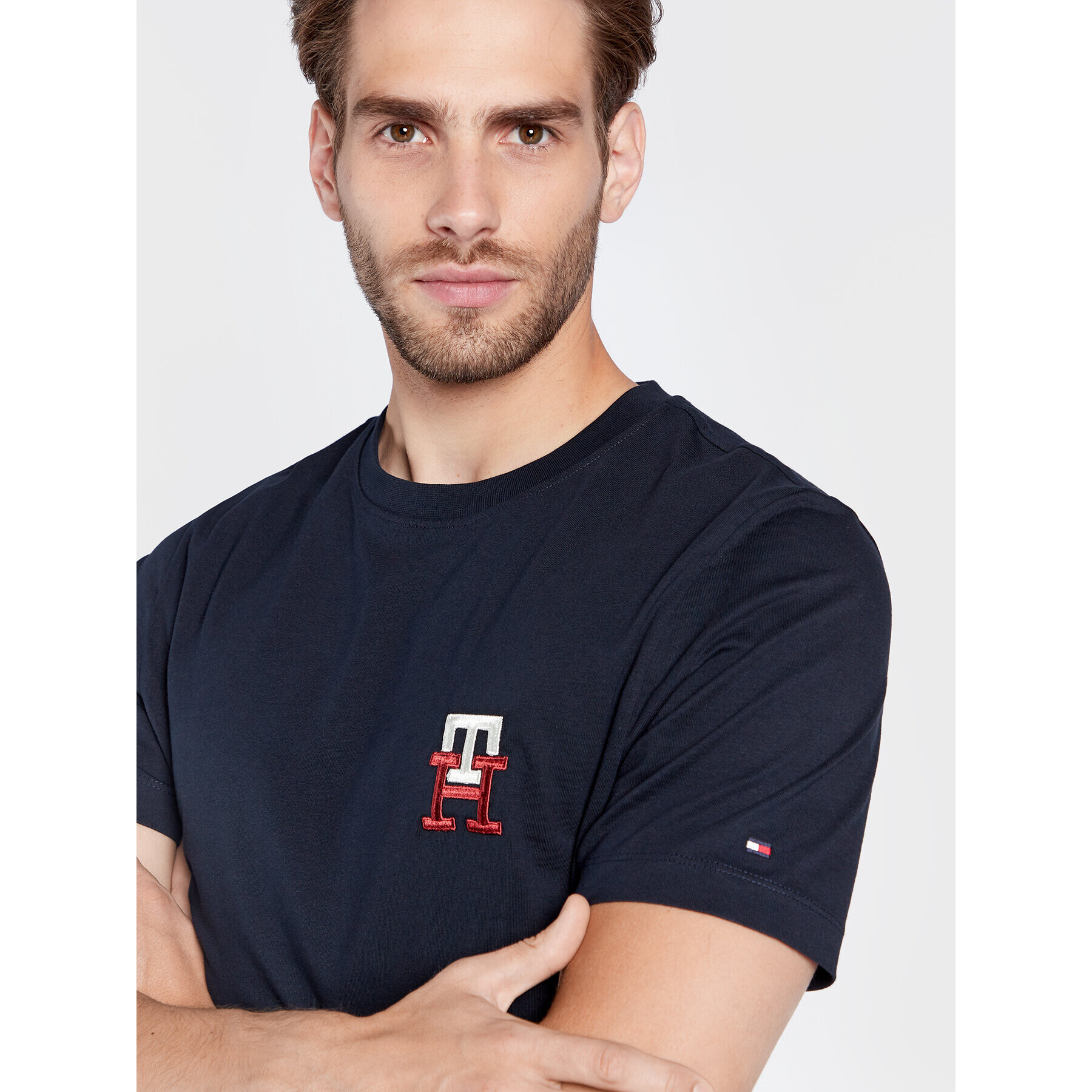 Tommy Hilfiger Тишърт Essential Monogram MW0MW28256 Тъмносин Regular Fit - Pepit.bg