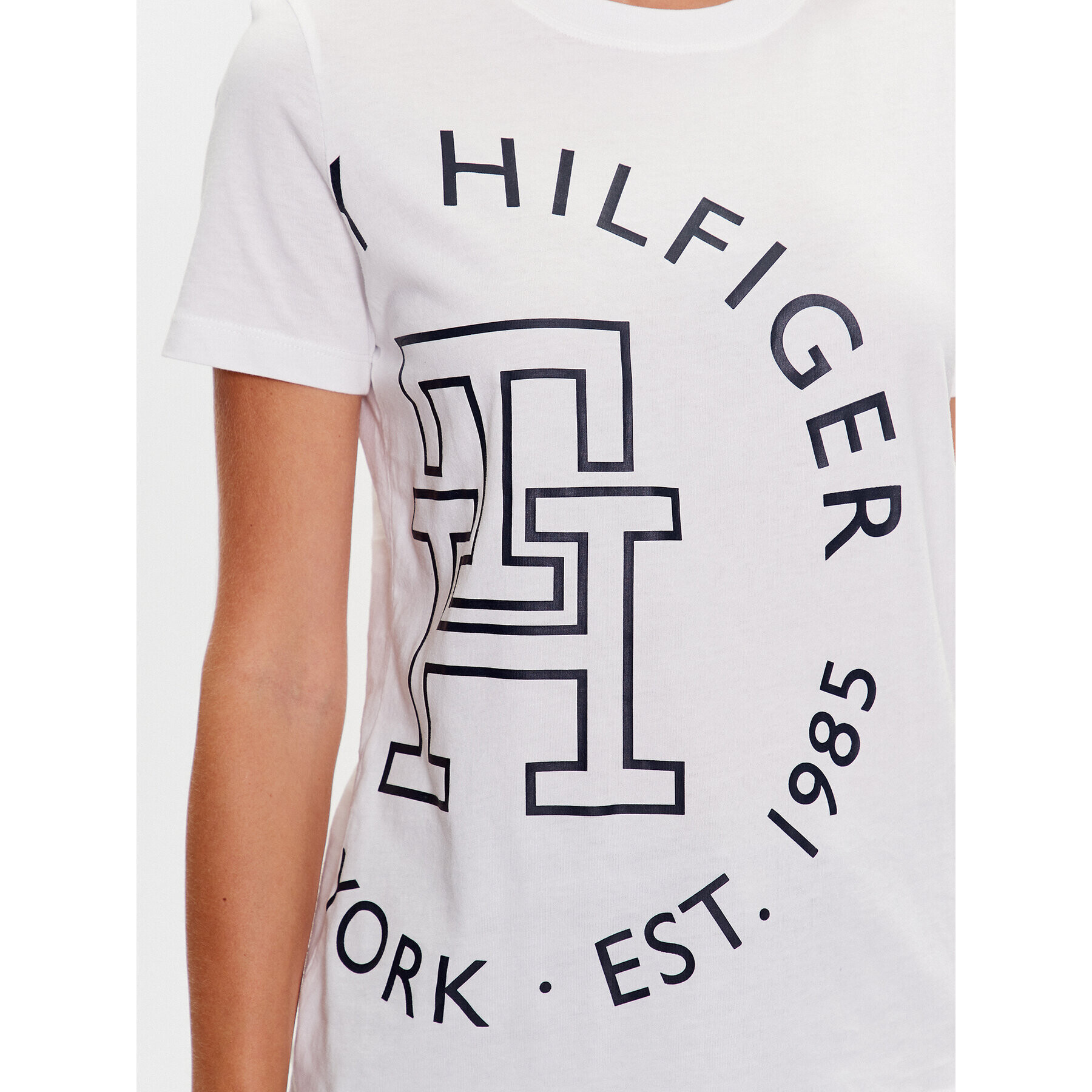 Tommy Hilfiger Тишърт Exploded WW0WW40051 Бял Regular Fit - Pepit.bg