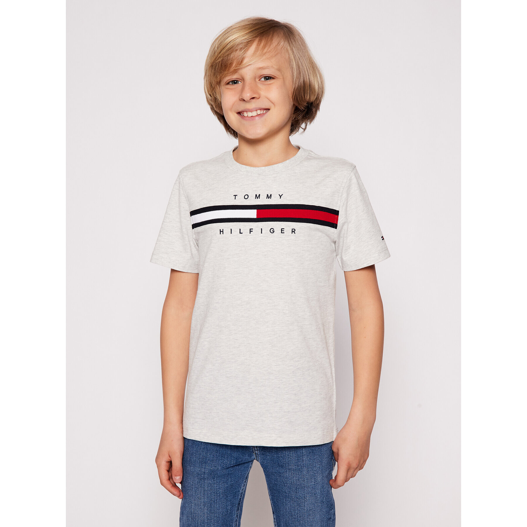 Tommy Hilfiger Тишърт Flag Rib Insert KB0KB06532 D Сив Regular Fit - Pepit.bg