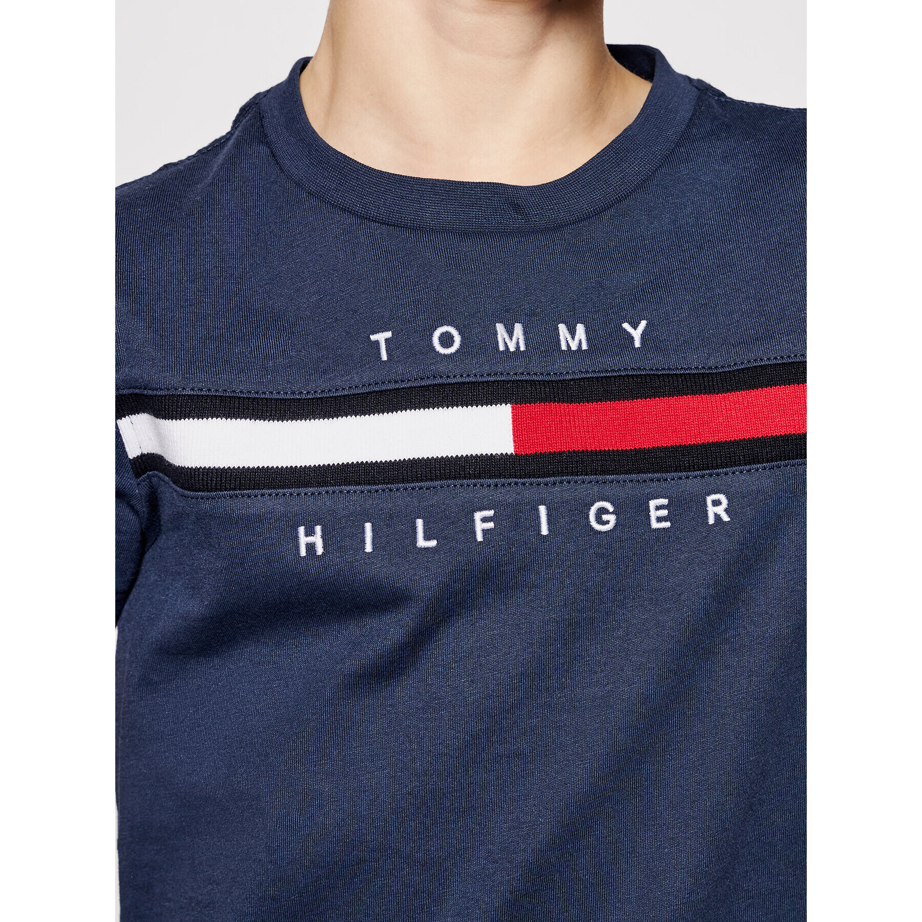 Tommy Hilfiger Тишърт Flag Rib Insert KB0KB06532 D Тъмносин Regular Fit - Pepit.bg