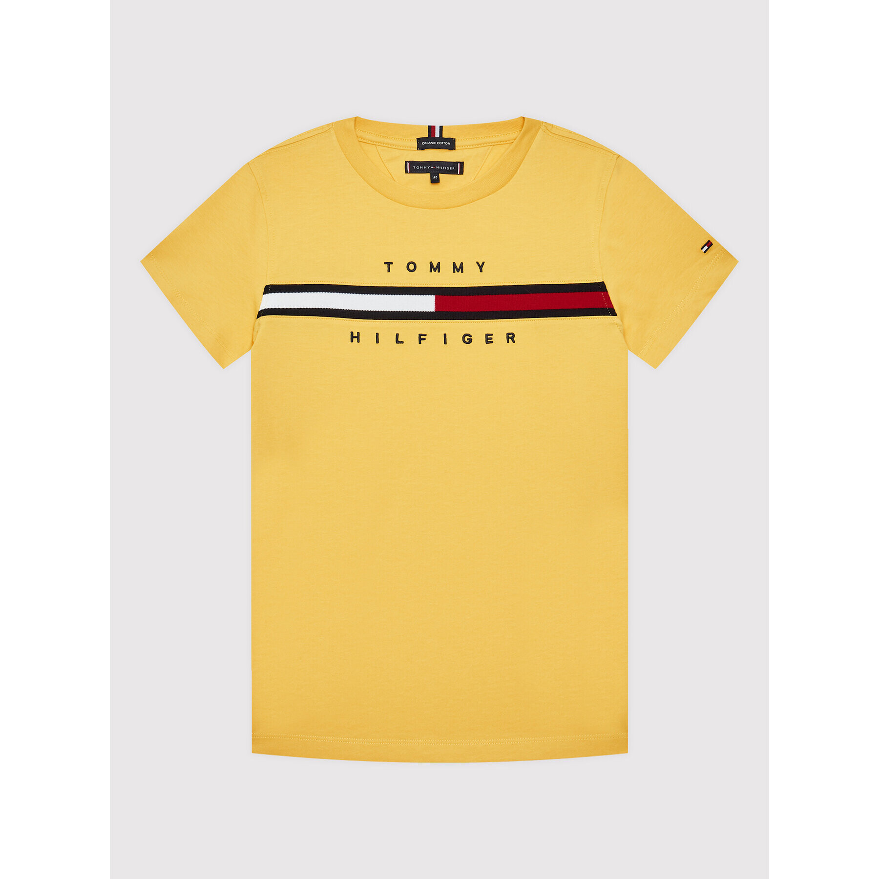 Tommy Hilfiger Тишърт Flag Rib Insert KB0KB06532 D Жълт Regular Fit - Pepit.bg