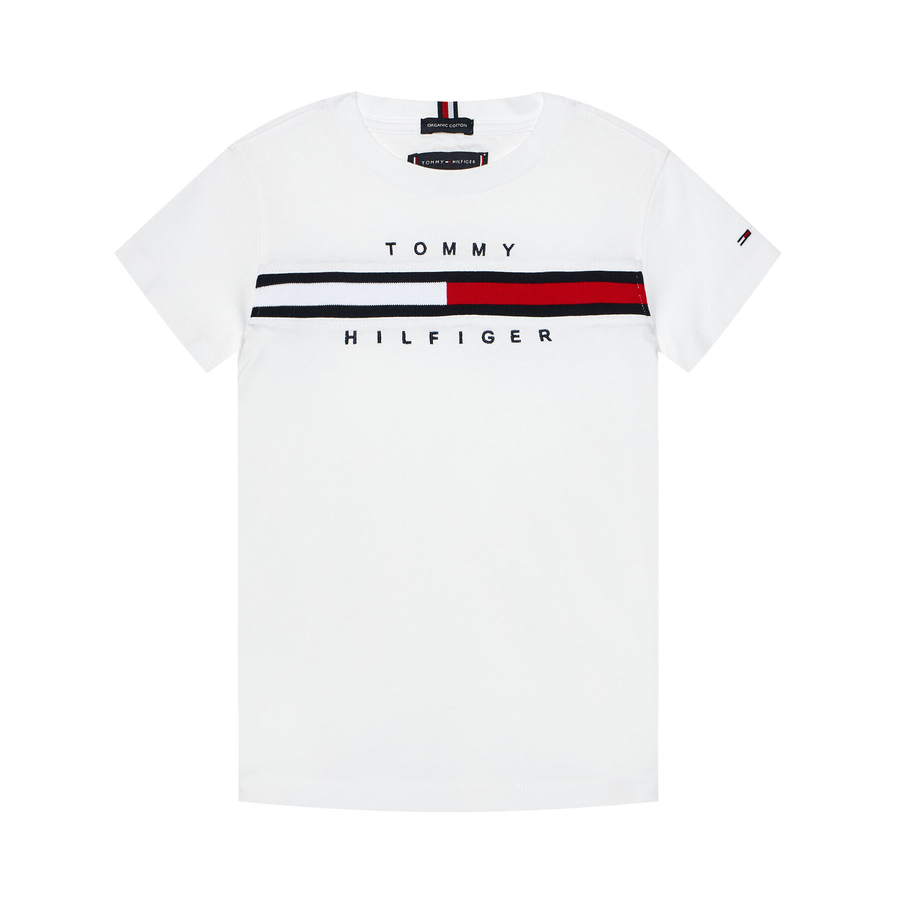 Tommy Hilfiger Тишърт Flag Rib Insert KB0KB06532 M Бял Regular Fit - Pepit.bg