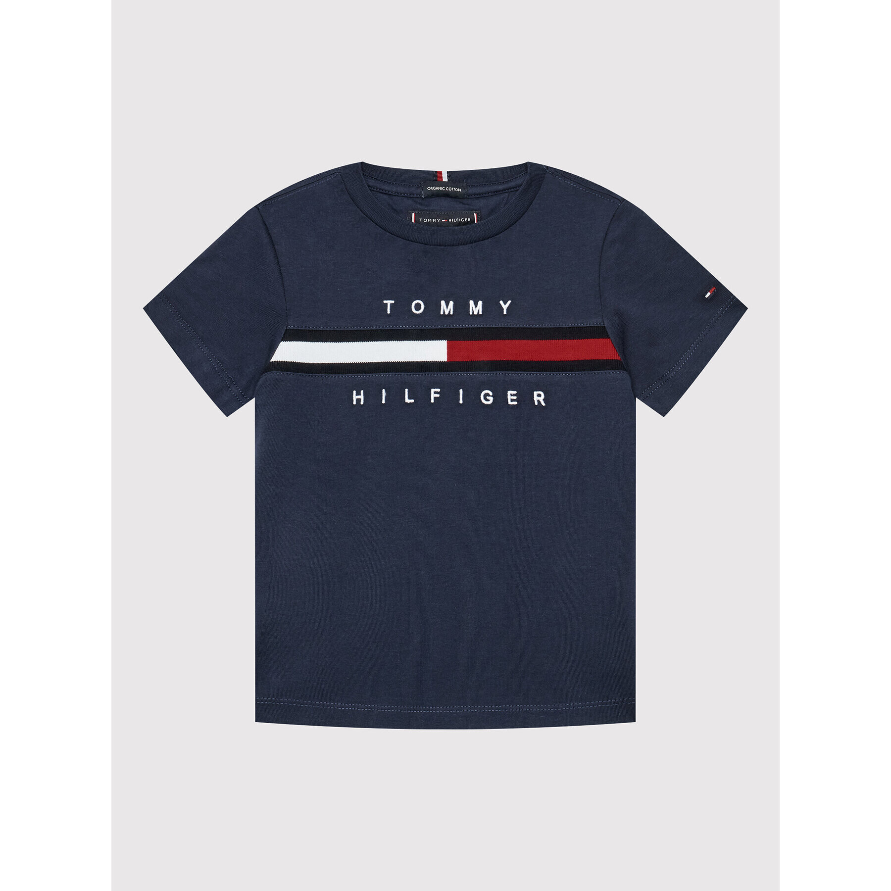 Tommy Hilfiger Тишърт Flag Rib Insert Tee KB0KB06532 M Тъмносин Regular Fit - Pepit.bg