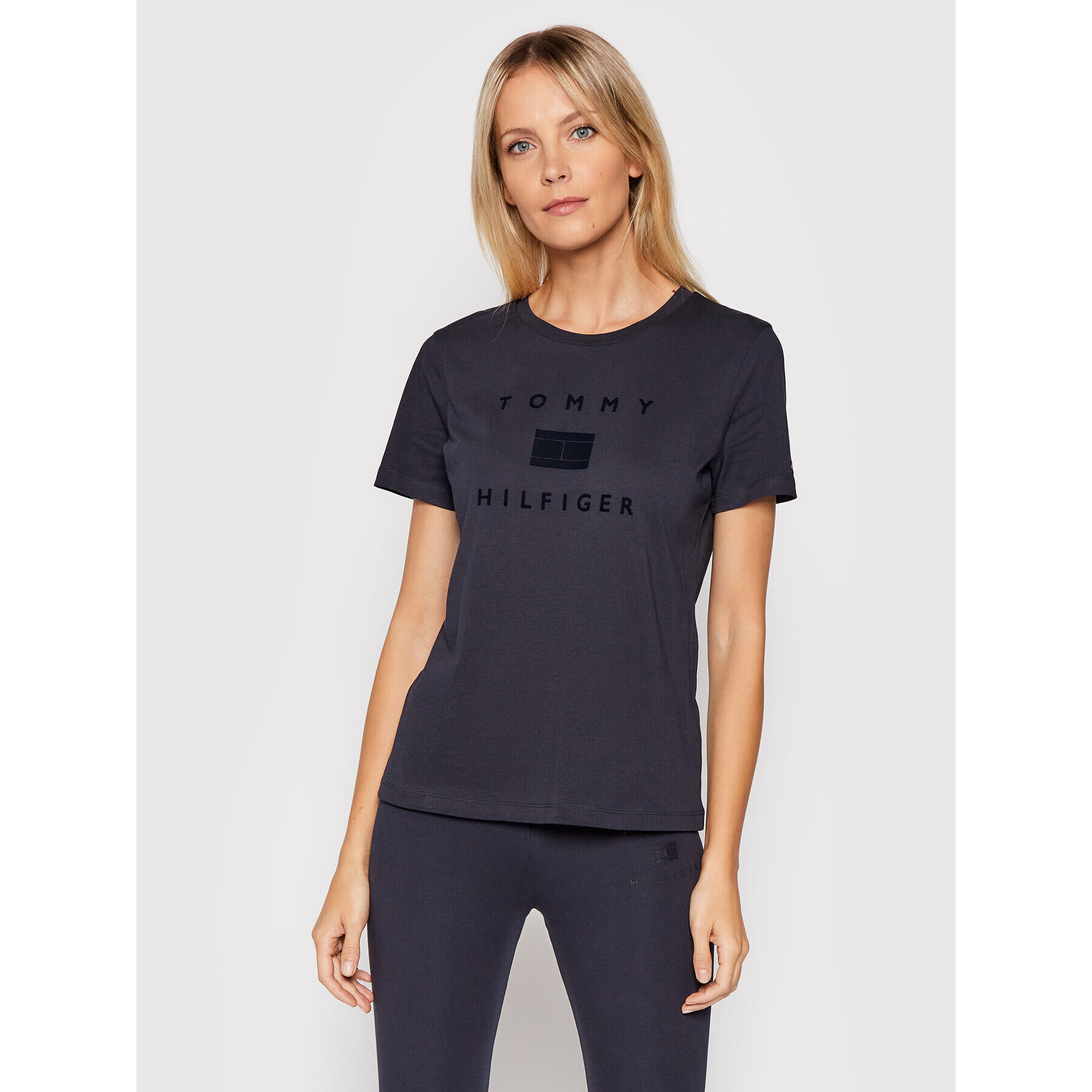 Tommy Hilfiger Тишърт Flock WW0WW31772 Тъмносин Regular Fit - Pepit.bg