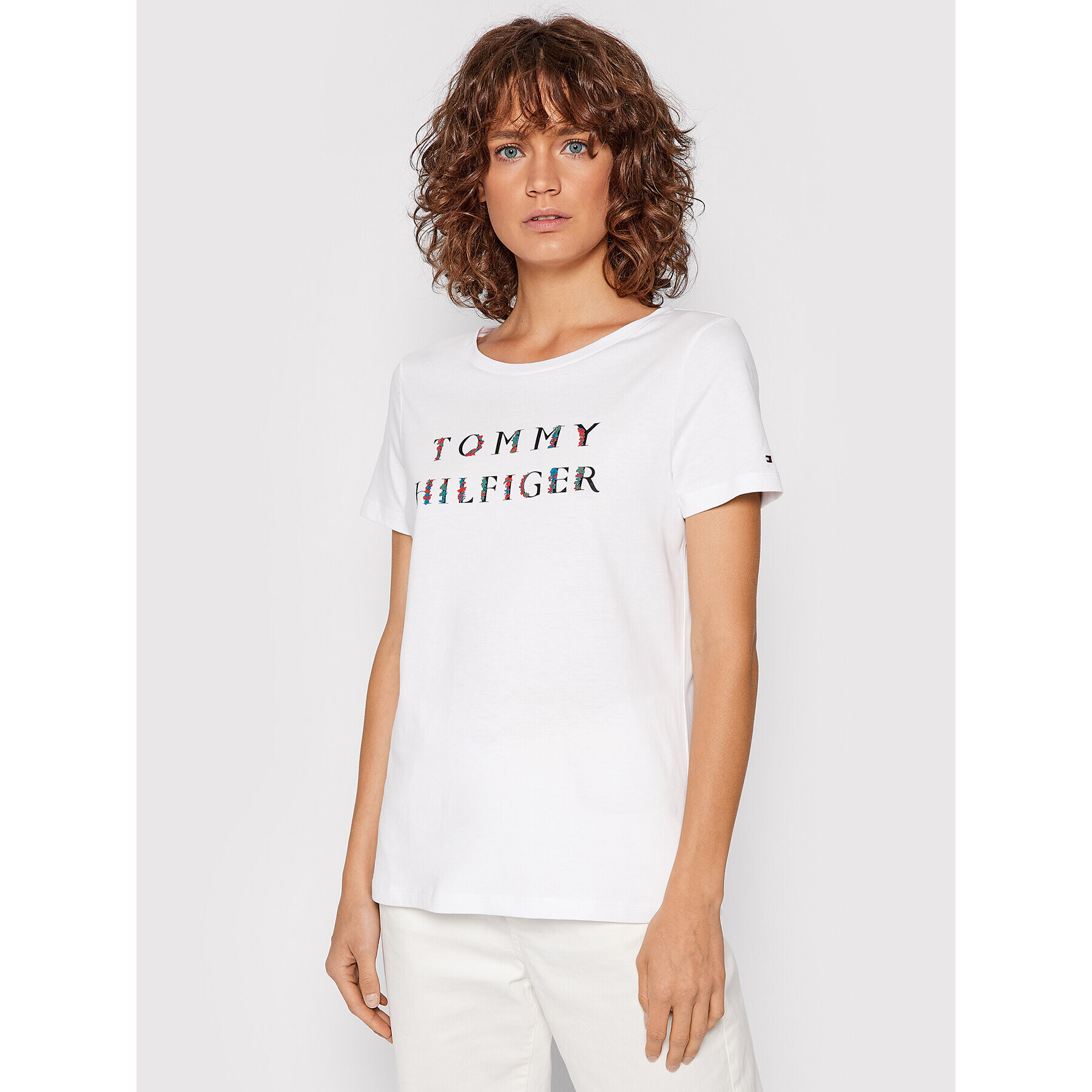 Tommy Hilfiger Тишърт Floral WW0WW31187 Бял Regular Fit - Pepit.bg