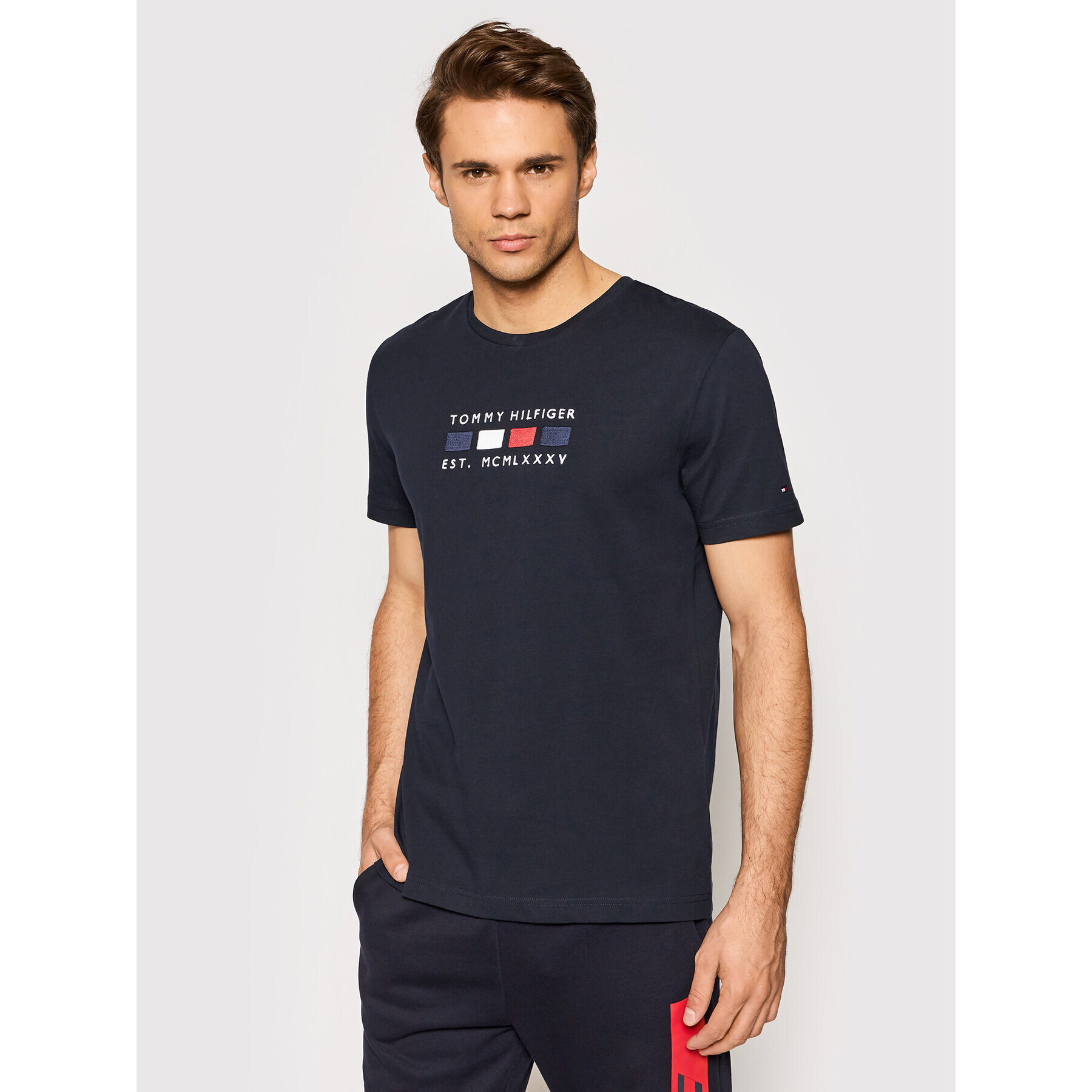 Tommy Hilfiger Тишърт Four Flags MW0MW20162 Тъмносин Regular Fit - Pepit.bg