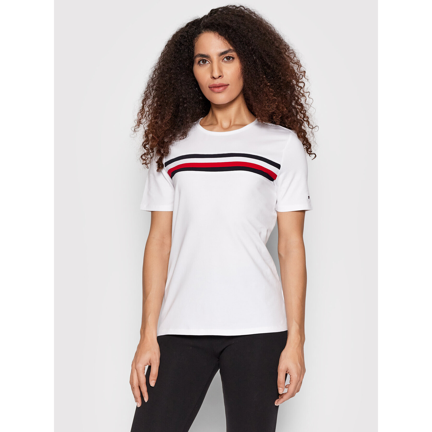 Tommy Hilfiger Тишърт Gbl Stp WW0WW33021 Бял Regular Fit - Pepit.bg