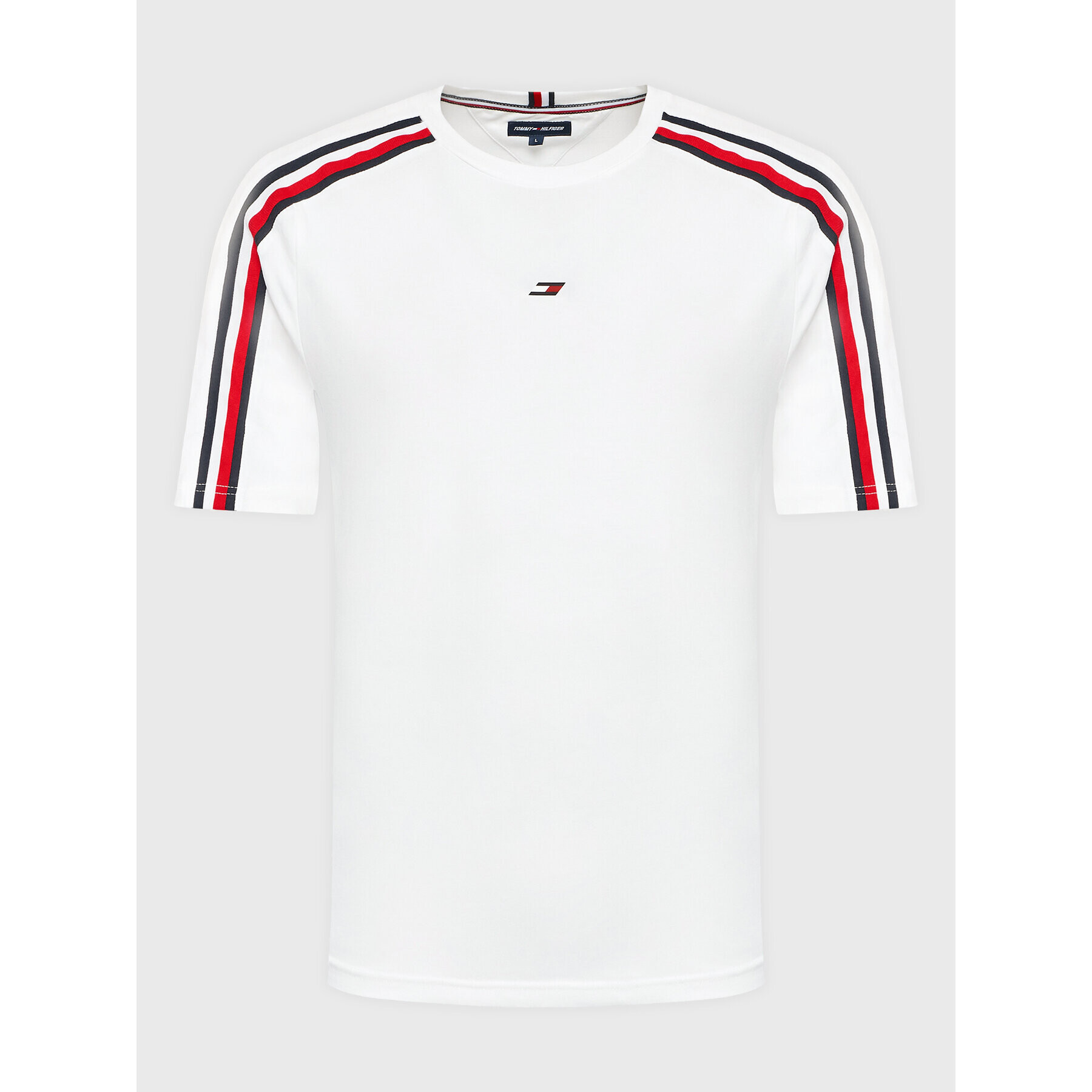 Tommy Hilfiger Тишърт Global Stripe MW0MW25288 Бял Regular Fit - Pepit.bg