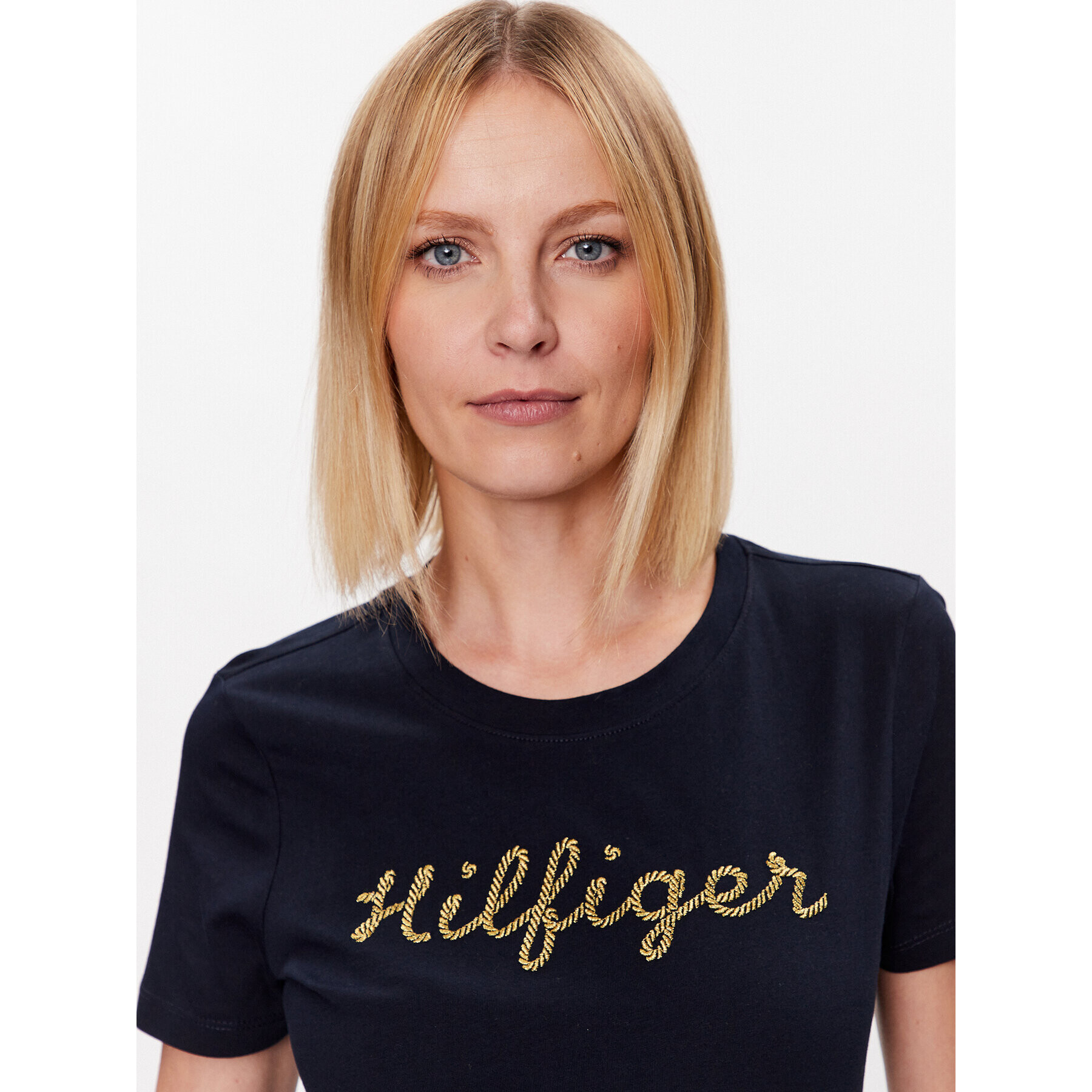 Tommy Hilfiger Тишърт Gold WW0WW38692 Тъмносин Regular Fit - Pepit.bg