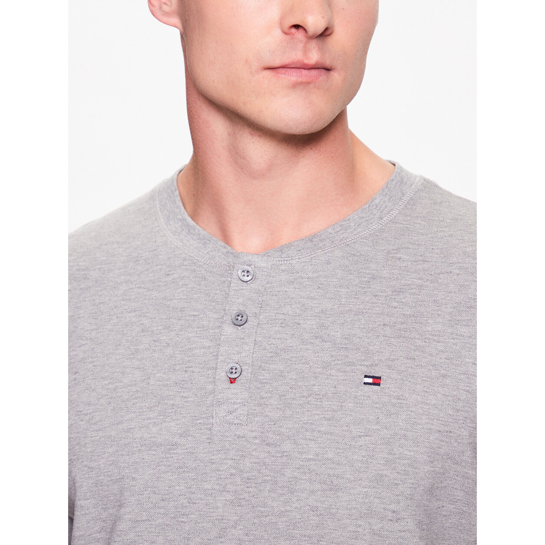 Tommy Hilfiger Тишърт Henley UM0UM02803 Сив Regular Fit - Pepit.bg