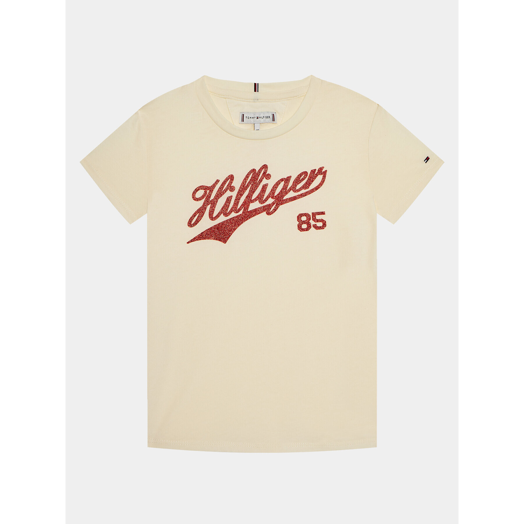 Tommy Hilfiger Тишърт Hilfiger Script Tee S/S KG0KG07718 Екрю Regular Fit - Pepit.bg