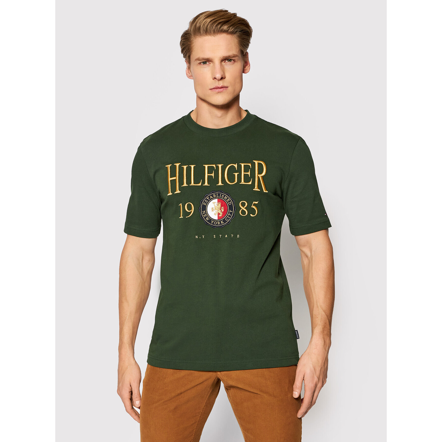 Tommy Hilfiger Тишърт Icon Crest MW0MW22130 Зелен Relaxed Fit - Pepit.bg