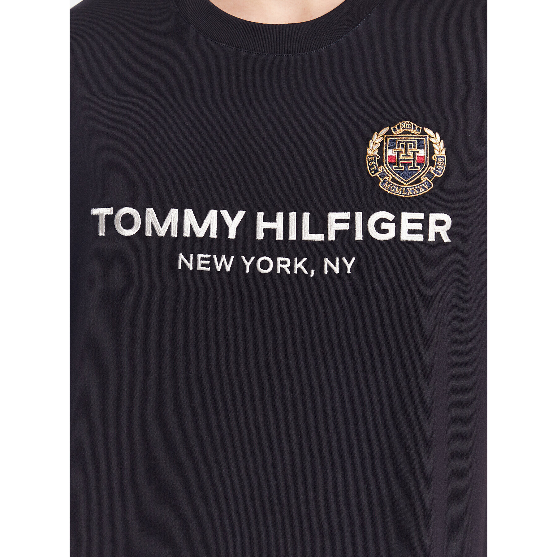 Tommy Hilfiger Тишърт Icon Stack MW0MW29388 Тъмносин Regular Fit - Pepit.bg