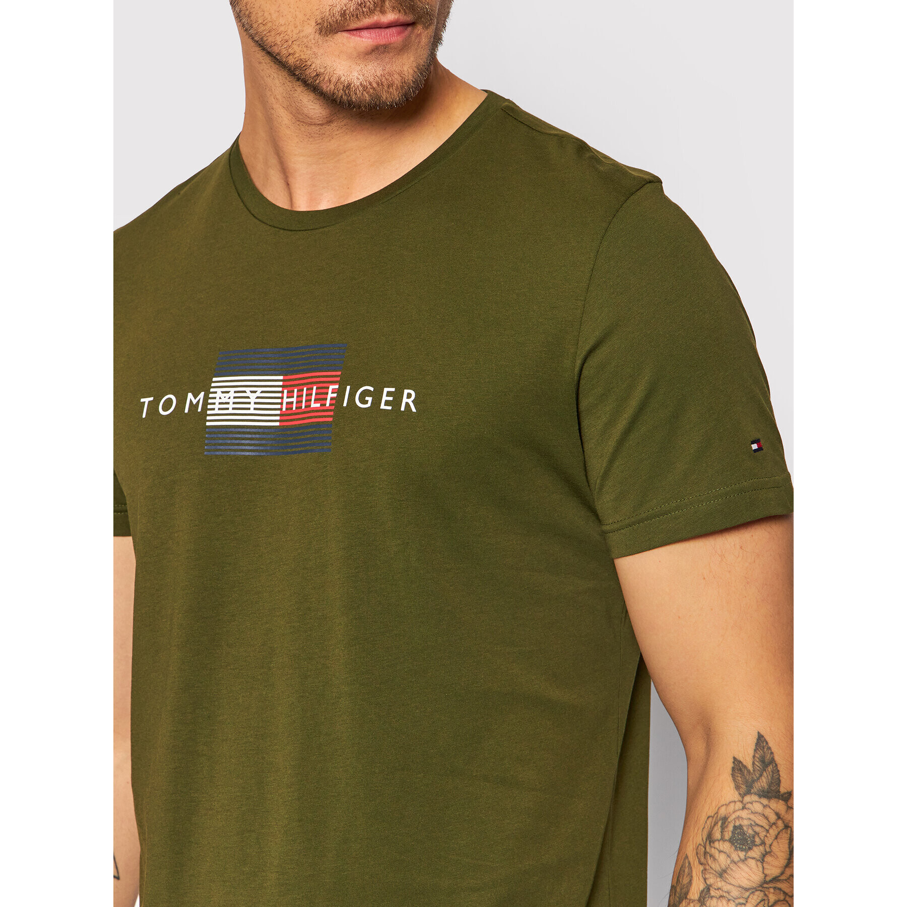 Tommy Hilfiger Тишърт Lines MW0MW20164 Зелен Regular Fit - Pepit.bg