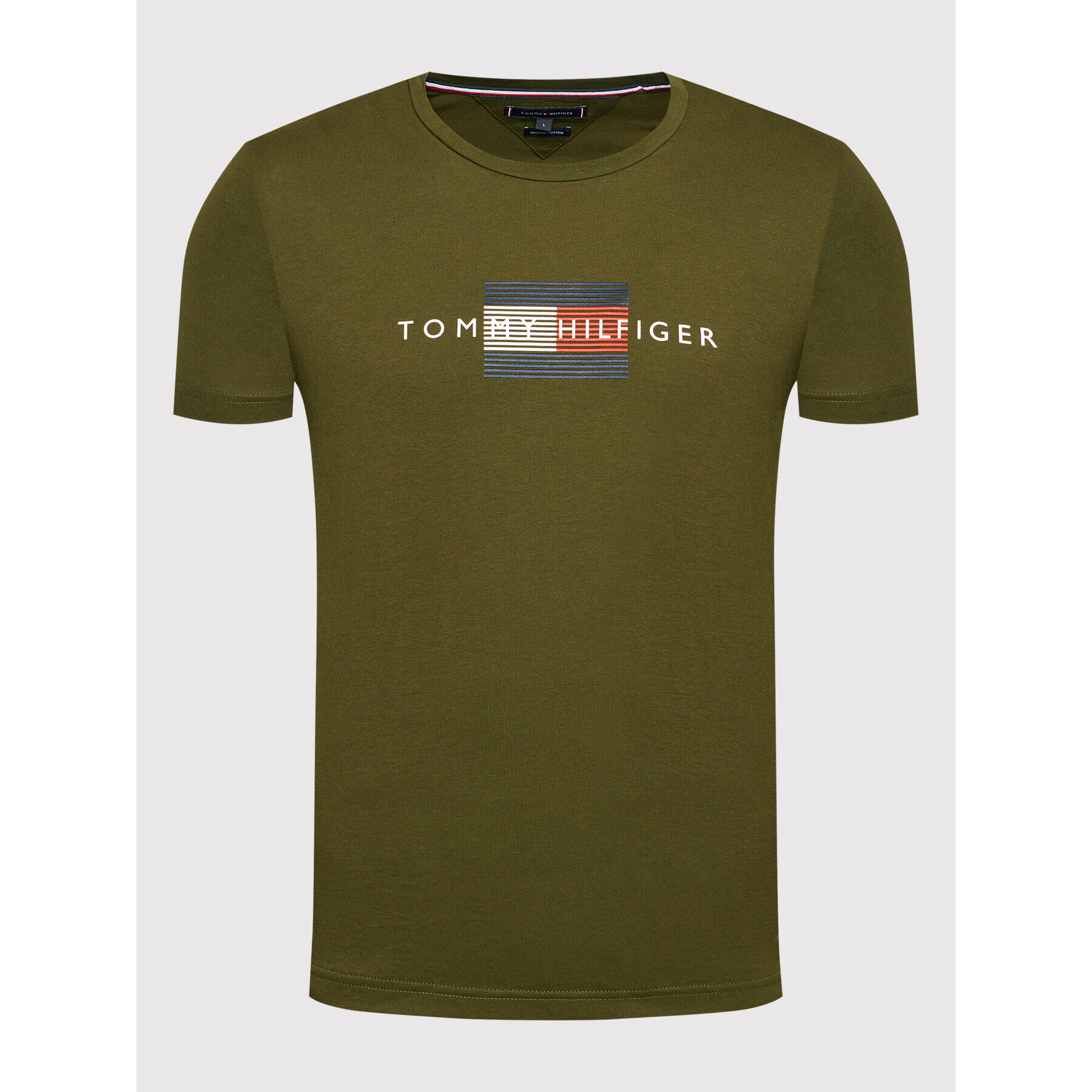 Tommy Hilfiger Тишърт Lines MW0MW20164 Зелен Regular Fit - Pepit.bg