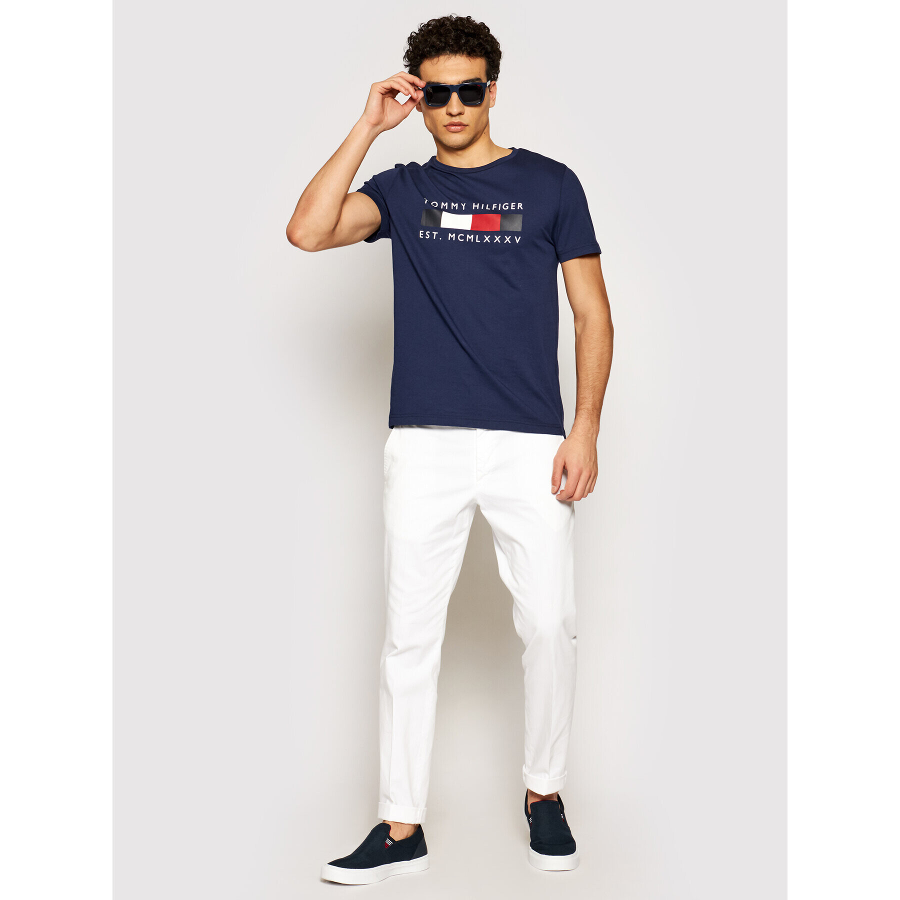 Tommy Hilfiger Тишърт Logo Box MW0MW16583 Тъмносин Regular Fit - Pepit.bg