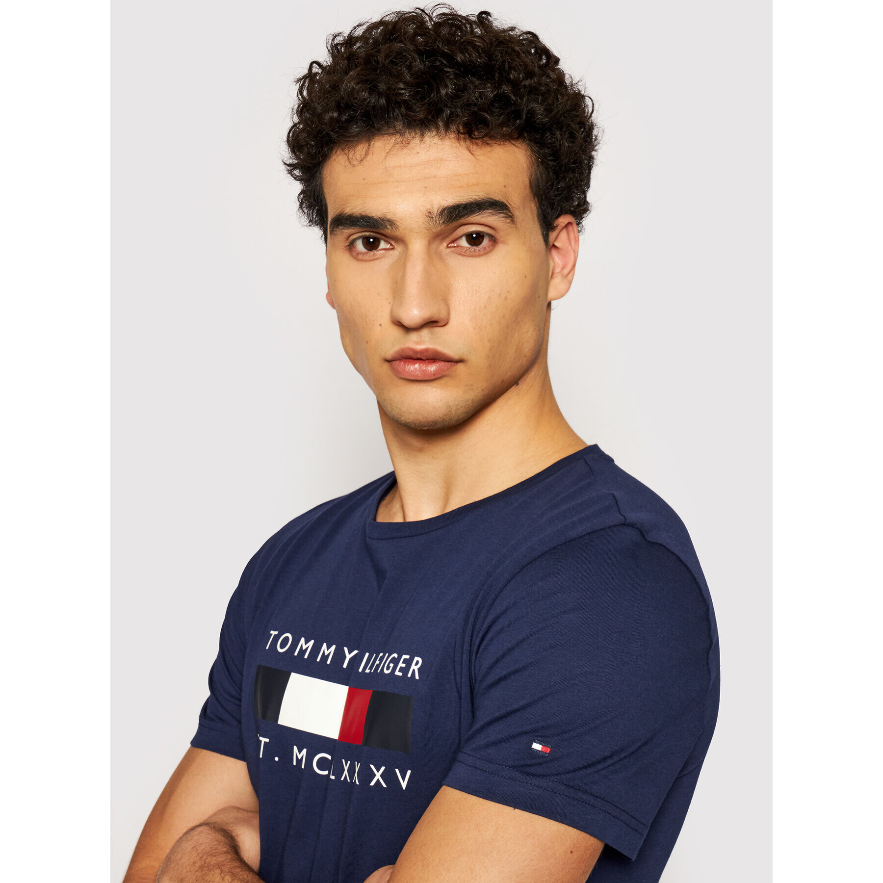 Tommy Hilfiger Тишърт Logo Box MW0MW16583 Тъмносин Regular Fit - Pepit.bg