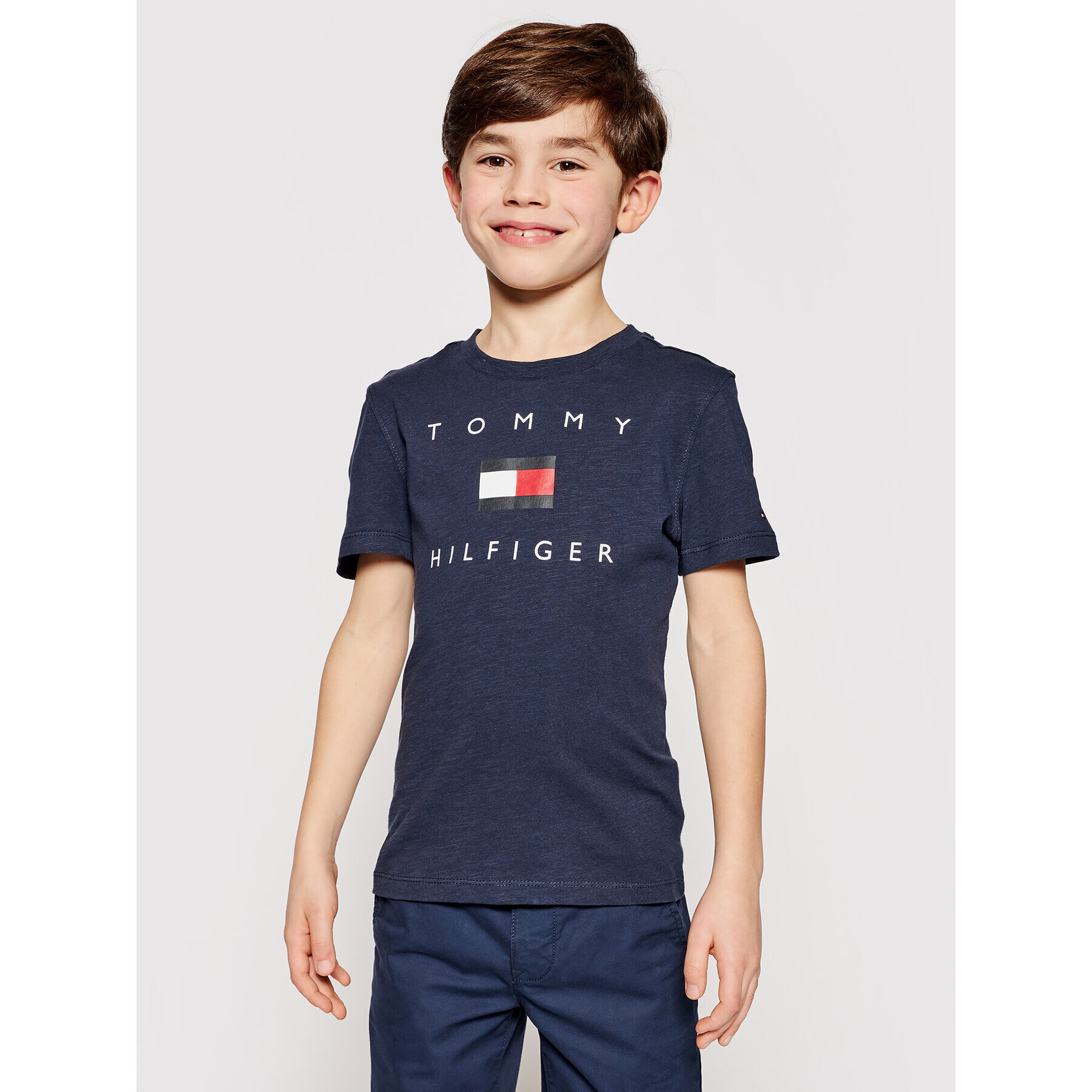 Tommy Hilfiger Тишърт Logo KB0KB06523 M Тъмносин Regular Fit - Pepit.bg