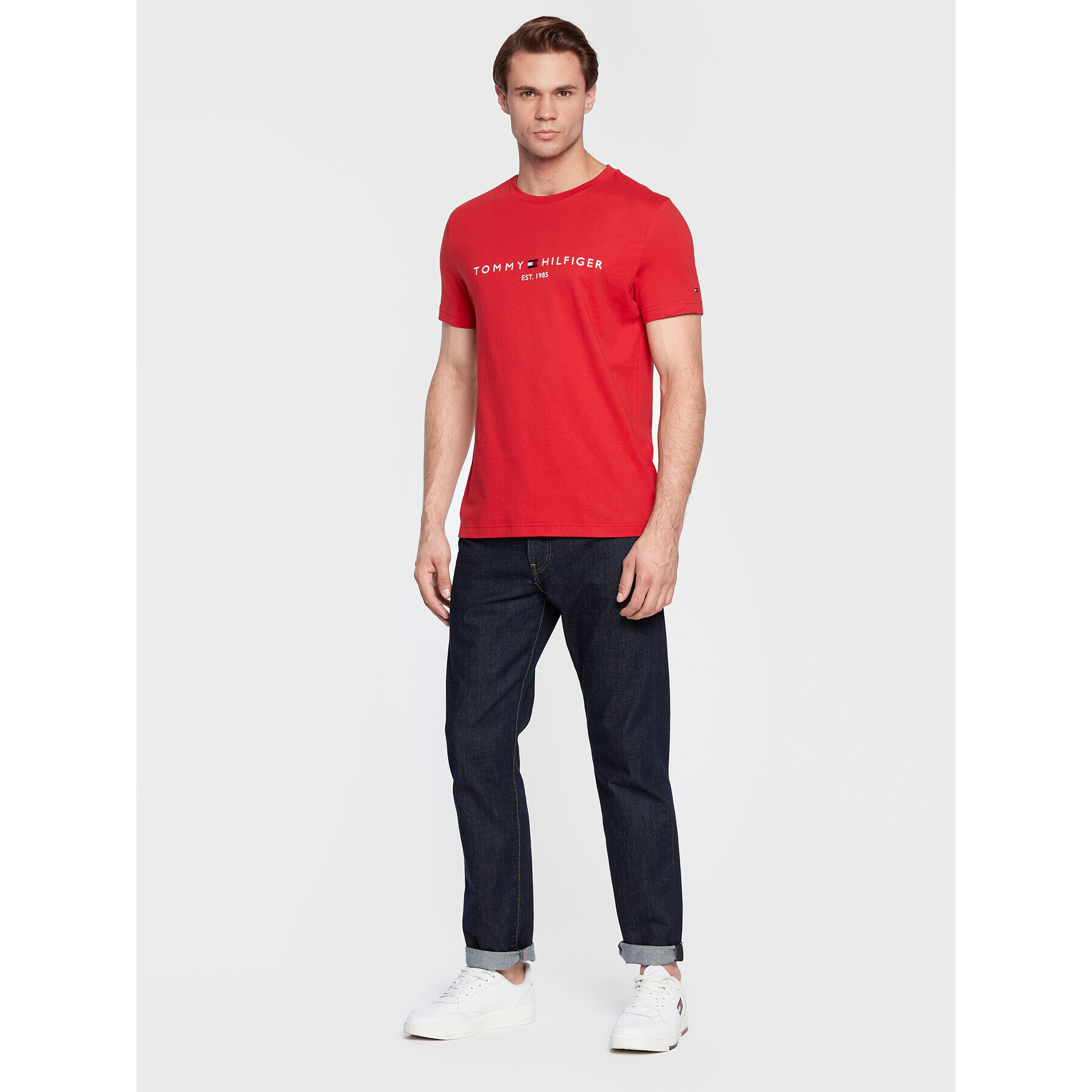 Tommy Hilfiger Тишърт Logo MW0MW11797 Червен Slim Fit - Pepit.bg