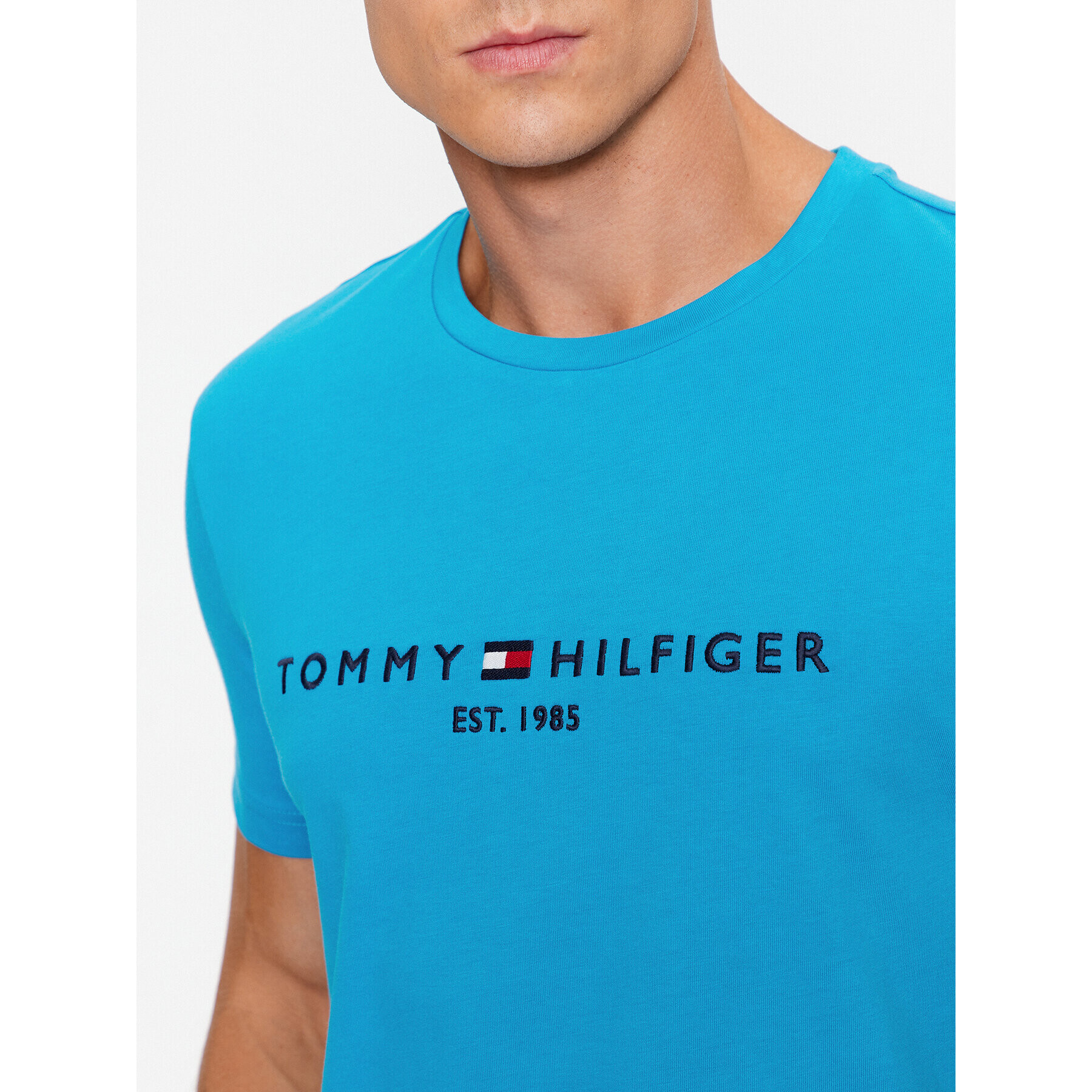 Tommy Hilfiger Тишърт Logo MW0MW11797 Син Slim Fit - Pepit.bg