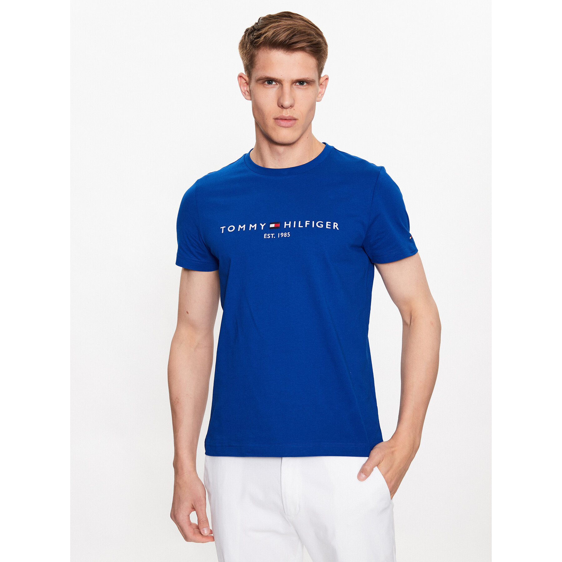 Tommy Hilfiger Тишърт Logo MW0MW11797 Тъмносин Slim Fit - Pepit.bg