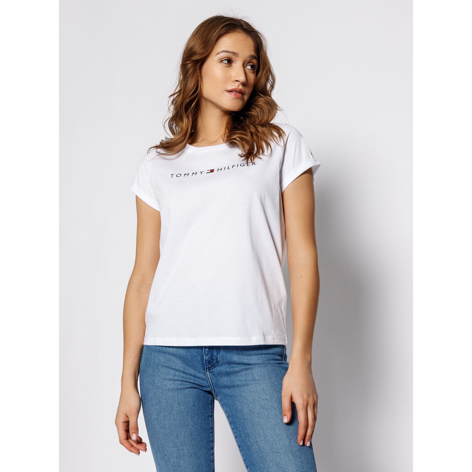 Tommy Hilfiger Тишърт Logo UW0UW01618 Бял Regular Fit - Pepit.bg