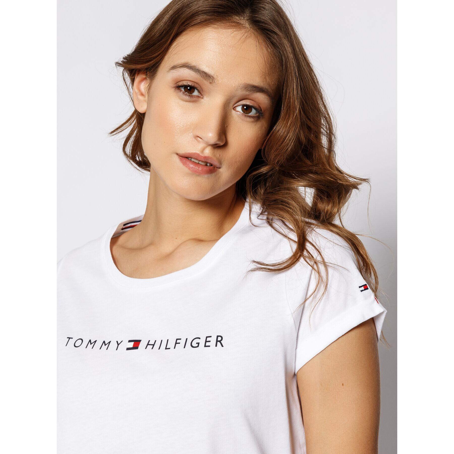 Tommy Hilfiger Тишърт Logo UW0UW01618 Бял Regular Fit - Pepit.bg