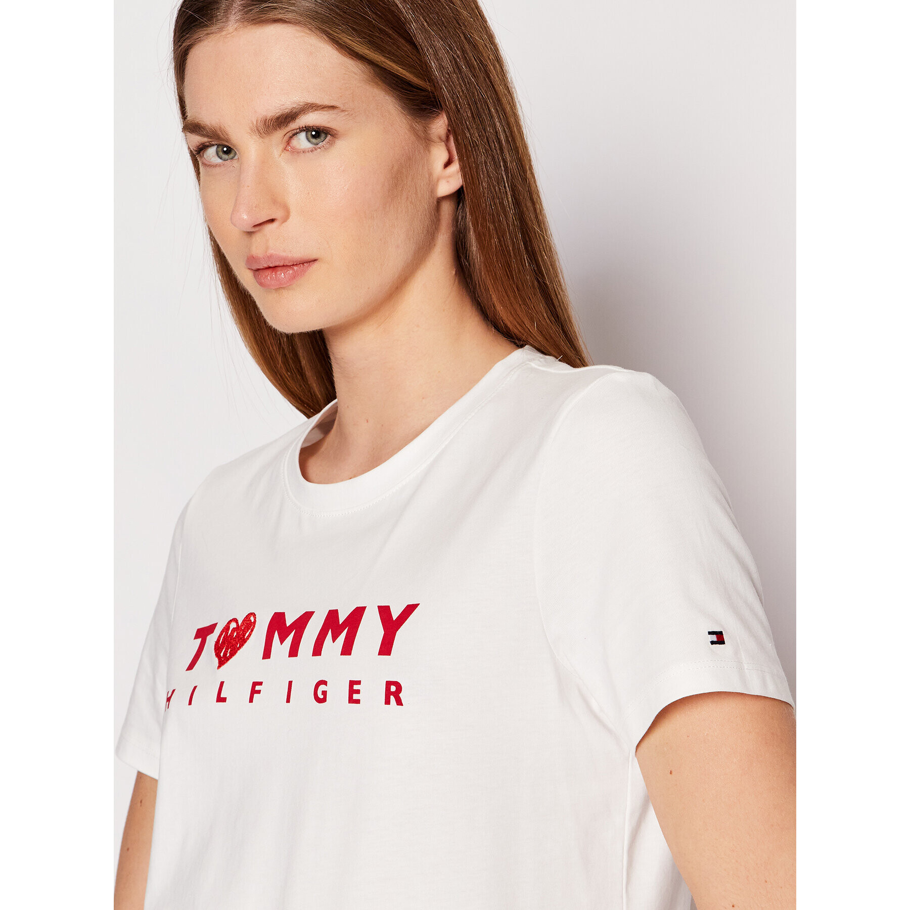 Tommy Hilfiger Тишърт Logo WW0WW35481 Бял Regular Fit - Pepit.bg