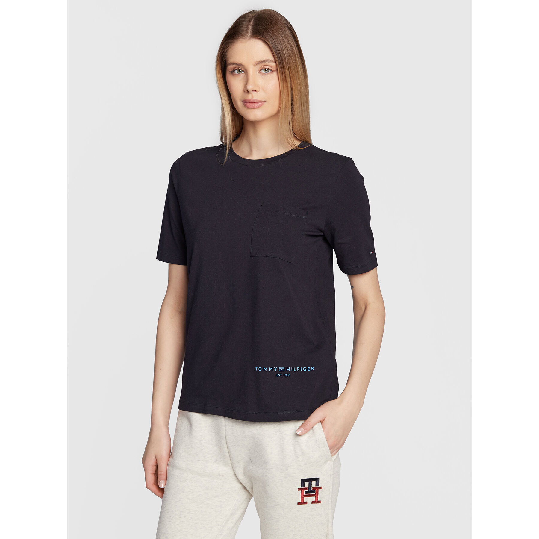 Tommy Hilfiger Тишърт Logo WW0WW37556 Тъмносин Regular Fit - Pepit.bg