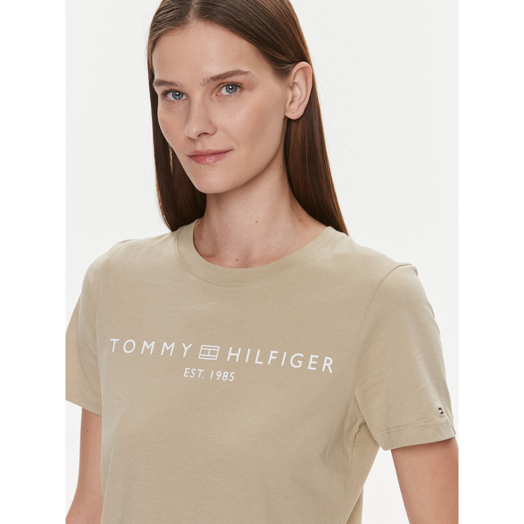 Tommy Hilfiger Тишърт Logo WW0WW40276 Бежов Regular Fit - Pepit.bg