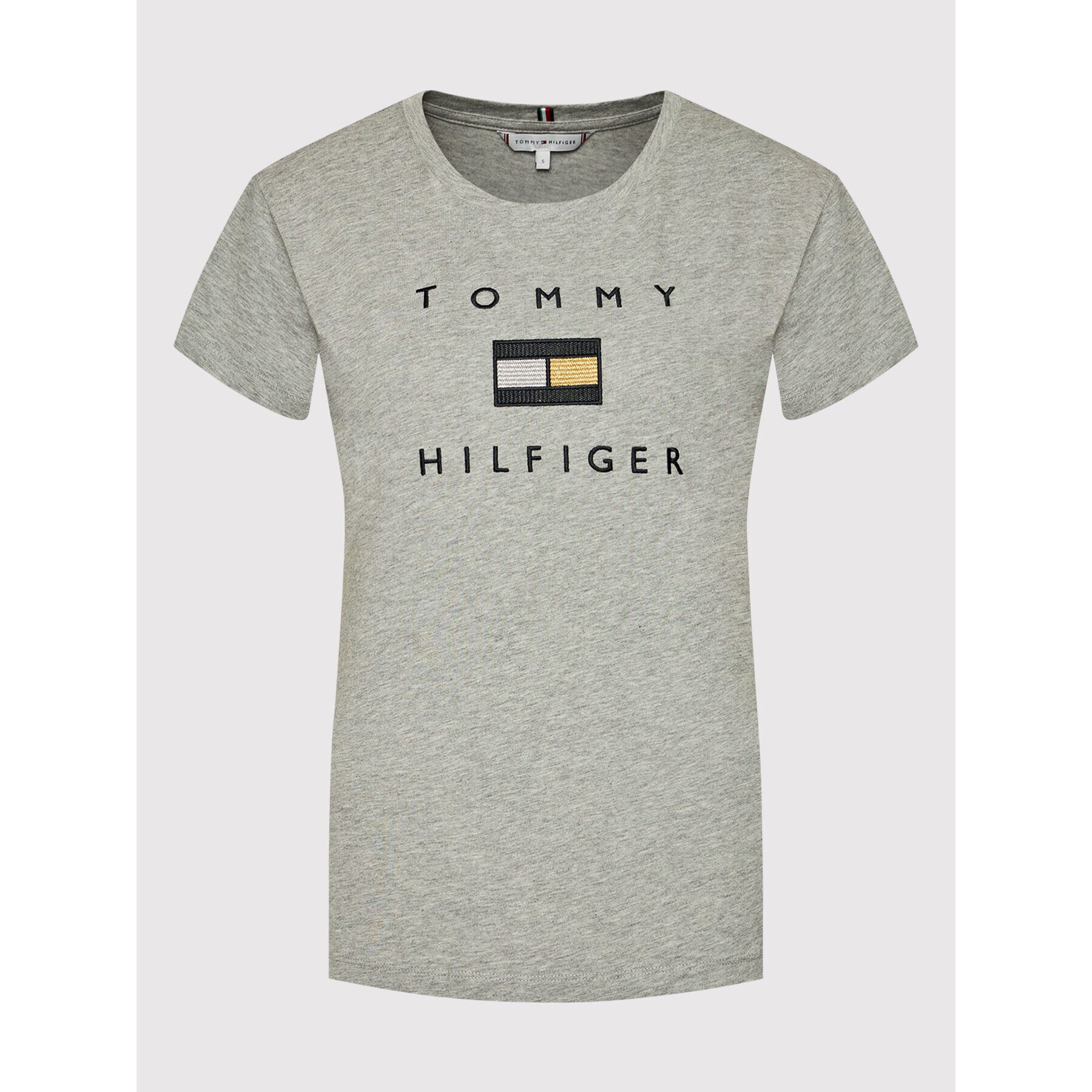 Tommy Hilfiger Тишърт Lurex Emb C-Nk Tee WW0WW32781 Сив Regular Fit - Pepit.bg