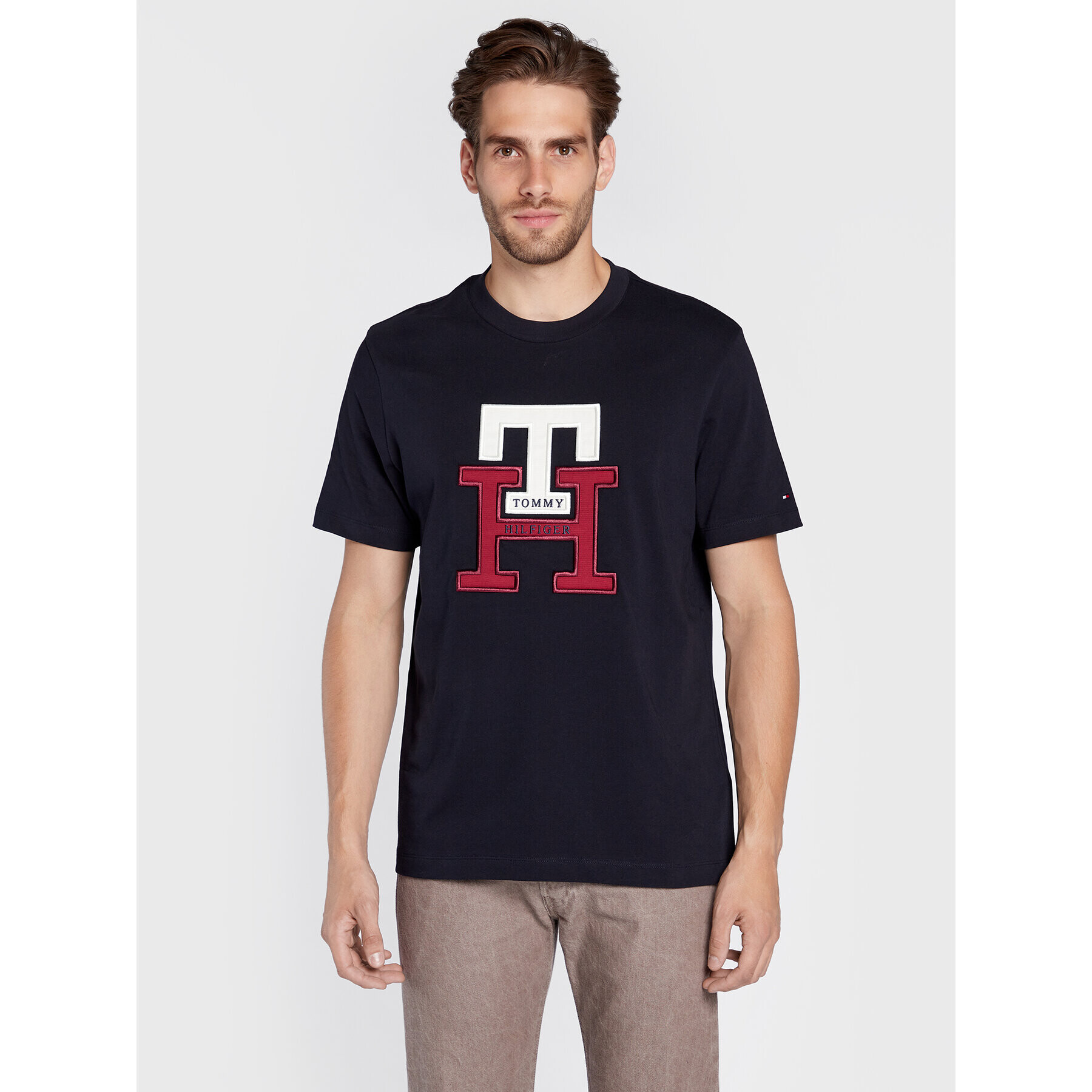 Tommy Hilfiger Тишърт Lux Monogram MW0MW28230 Тъмносин Regular Fit - Pepit.bg