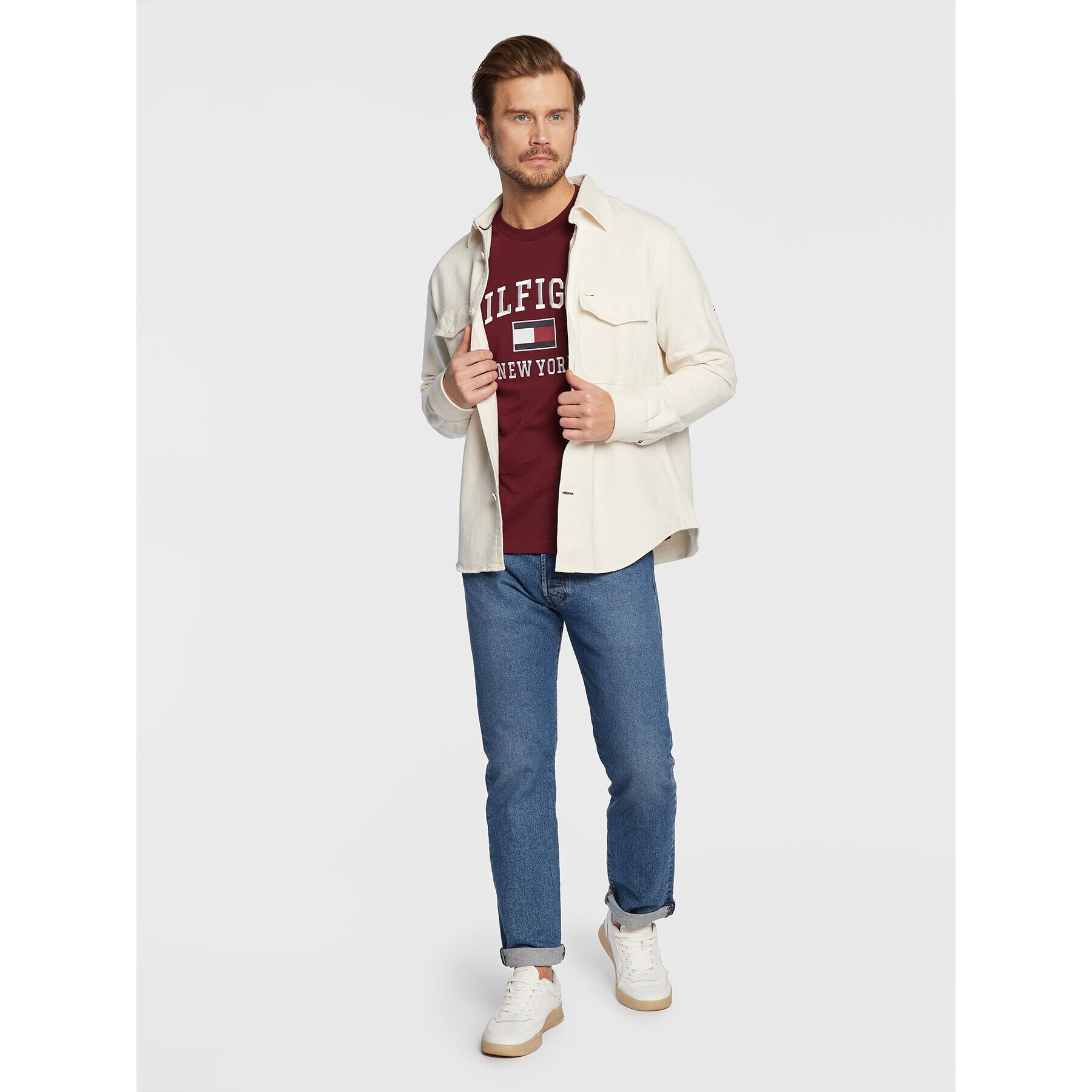 Tommy Hilfiger Тишърт Modern Varsity MW0MW28218 Бордо Regular Fit - Pepit.bg