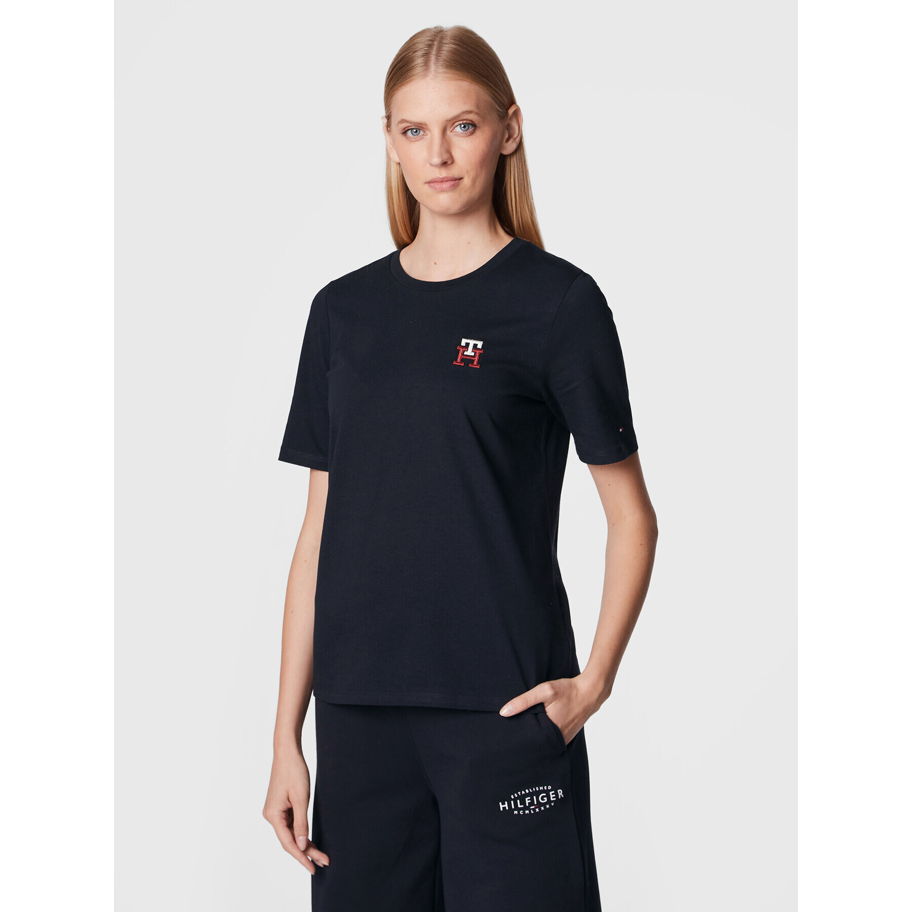 Tommy Hilfiger Тишърт Monogram WW0WW37433 Тъмносин Regular Fit - Pepit.bg