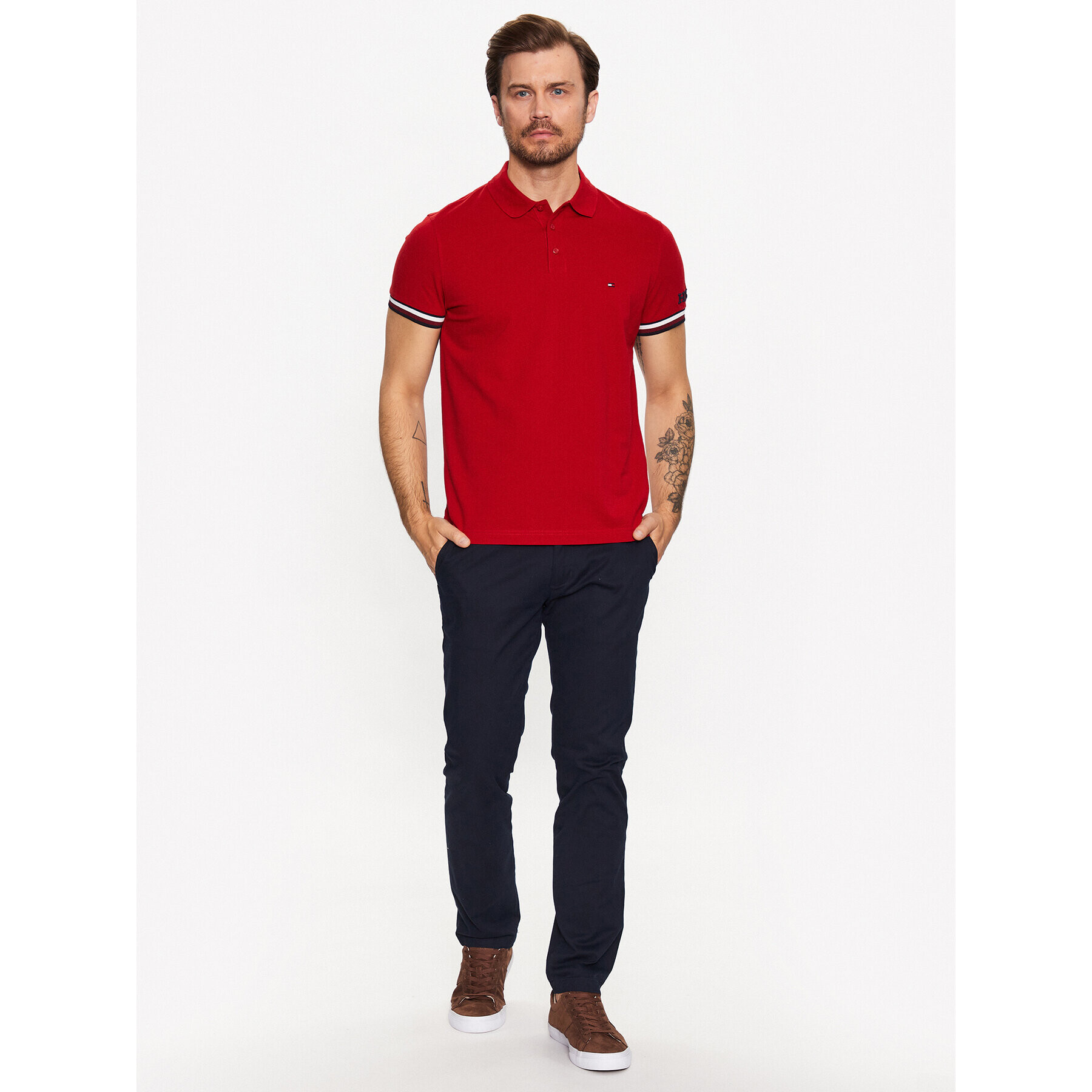 Tommy Hilfiger Тишърт Monotype MW0MW31549 Червен Slim Fit - Pepit.bg