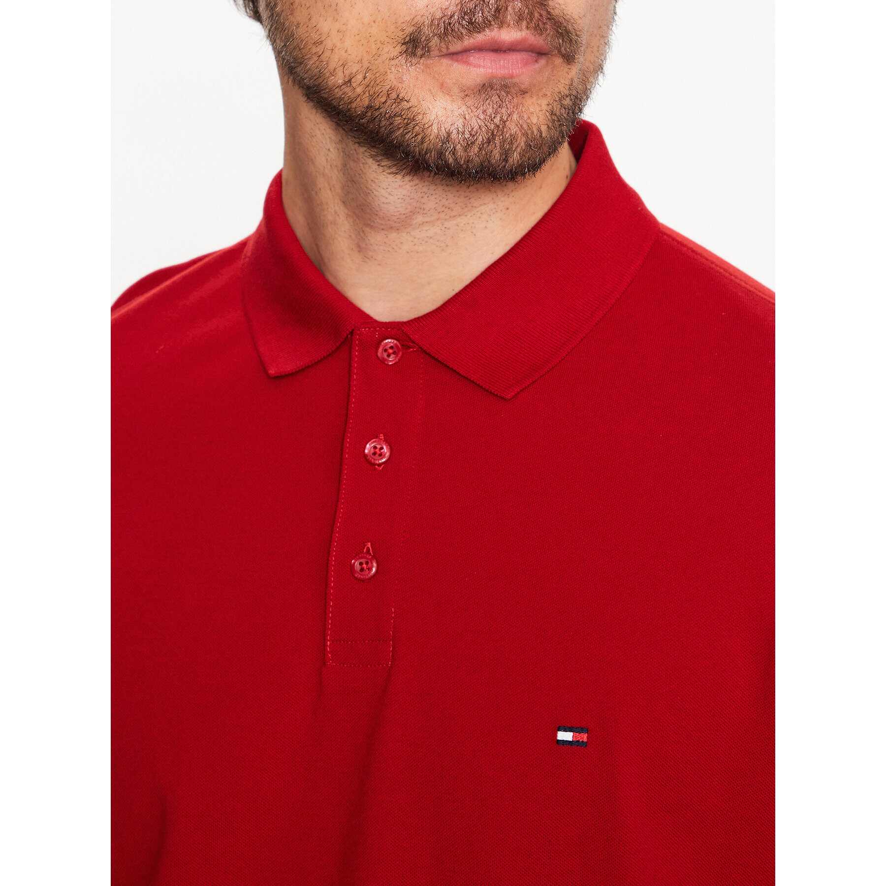 Tommy Hilfiger Тишърт Monotype MW0MW31549 Червен Slim Fit - Pepit.bg